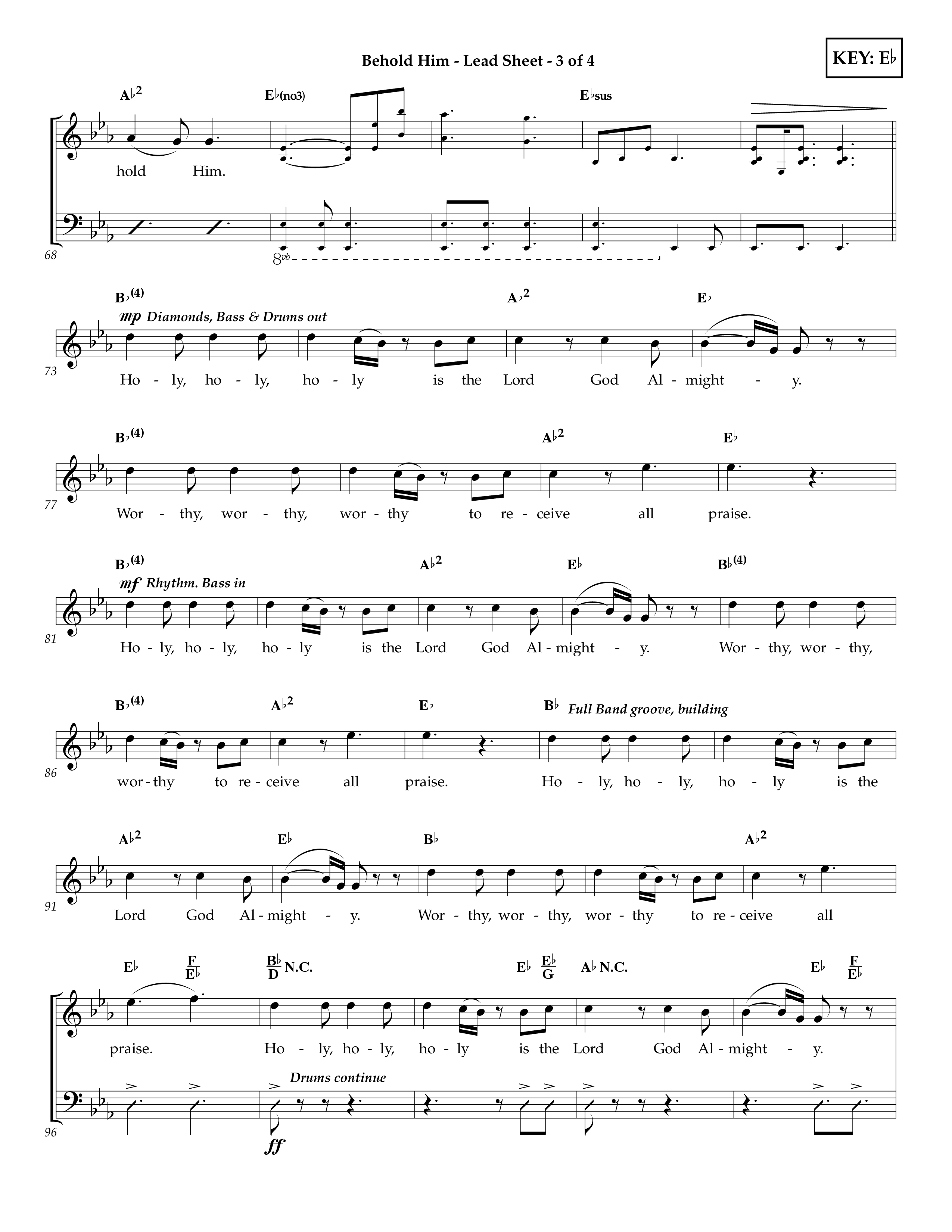 Behold Him (Choral Anthem SATB) Rhythm Chart (Lifeway Choral / Arr. Trey Ivey)
