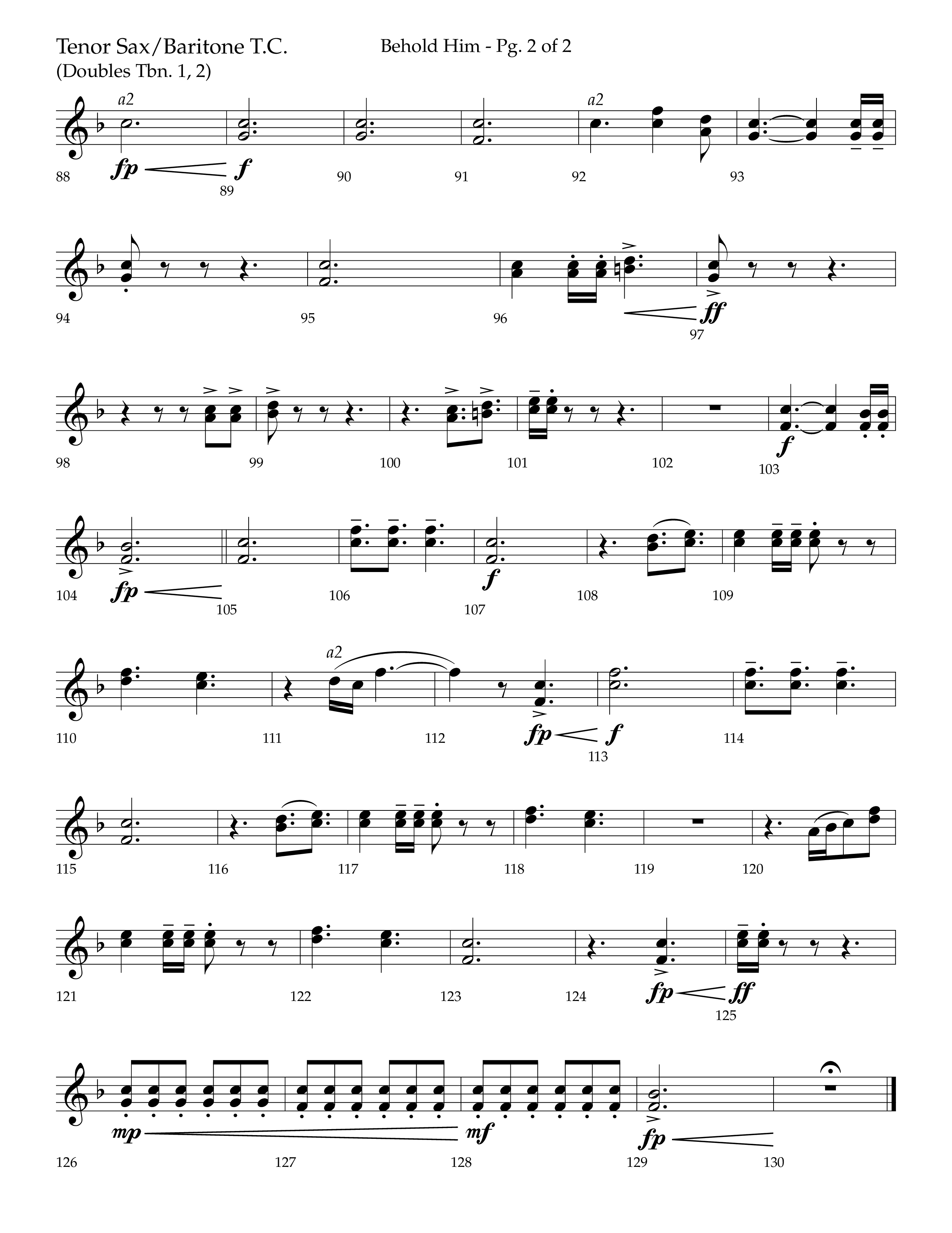 Behold Him (Choral Anthem SATB) Tenor Sax/Baritone T.C. (Lifeway Choral / Arr. Trey Ivey)