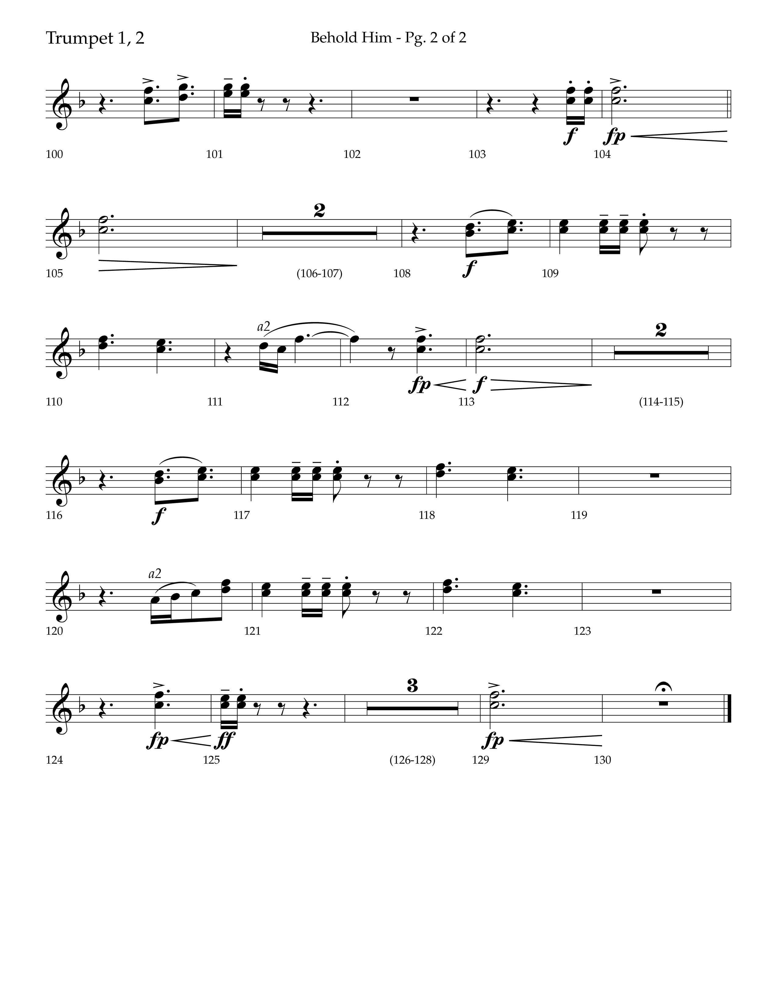 Behold Him (Choral Anthem SATB) Trumpet 1,2 (Lifeway Choral / Arr. Trey Ivey)