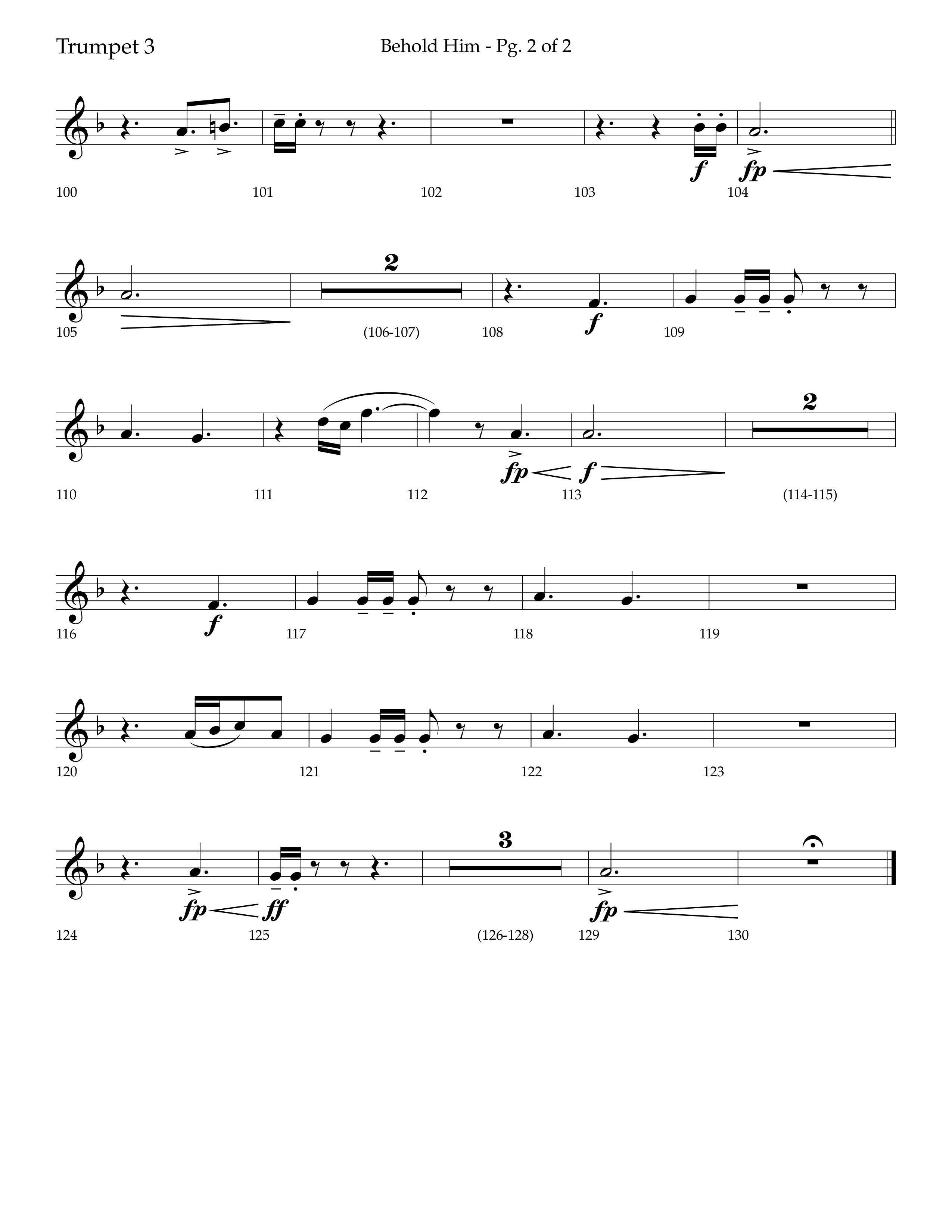 Behold Him (Choral Anthem SATB) Trumpet 3 (Lifeway Choral / Arr. Trey Ivey)