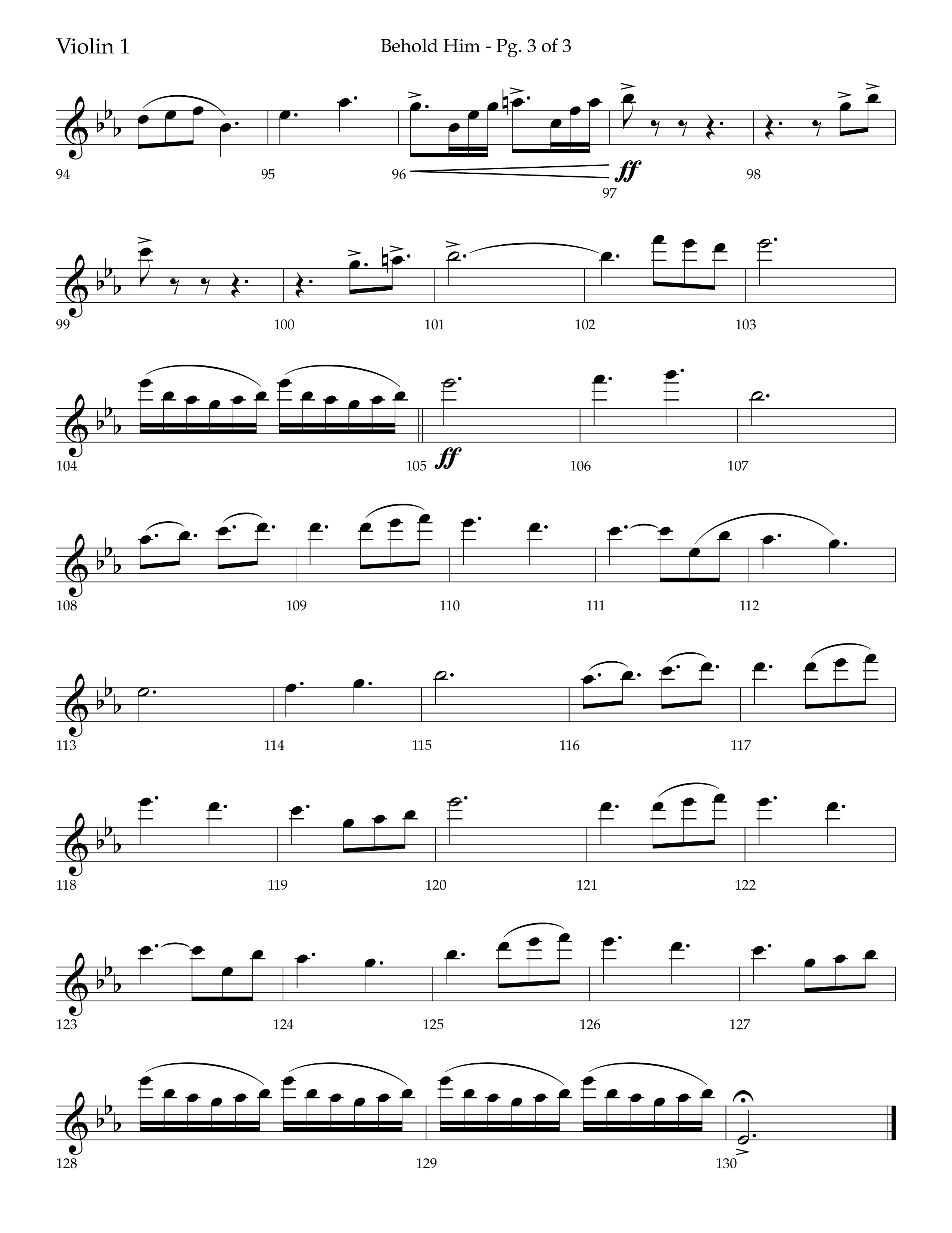 Behold Him (Choral Anthem SATB) Violin 1 (Lifeway Choral / Arr. Trey Ivey)