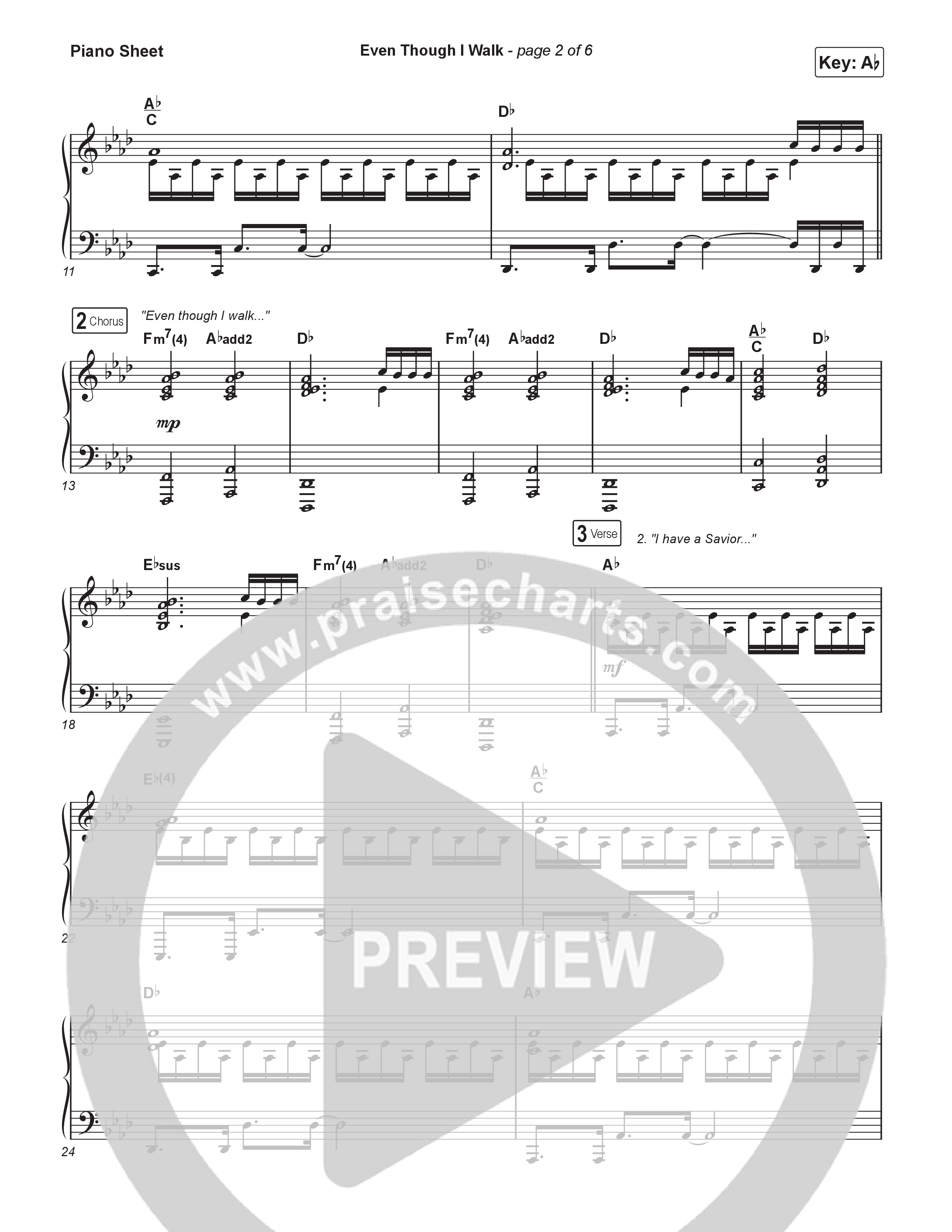 Even Though I Walk (Live) Piano Sheet (Bethel Music / Hannah McClure)