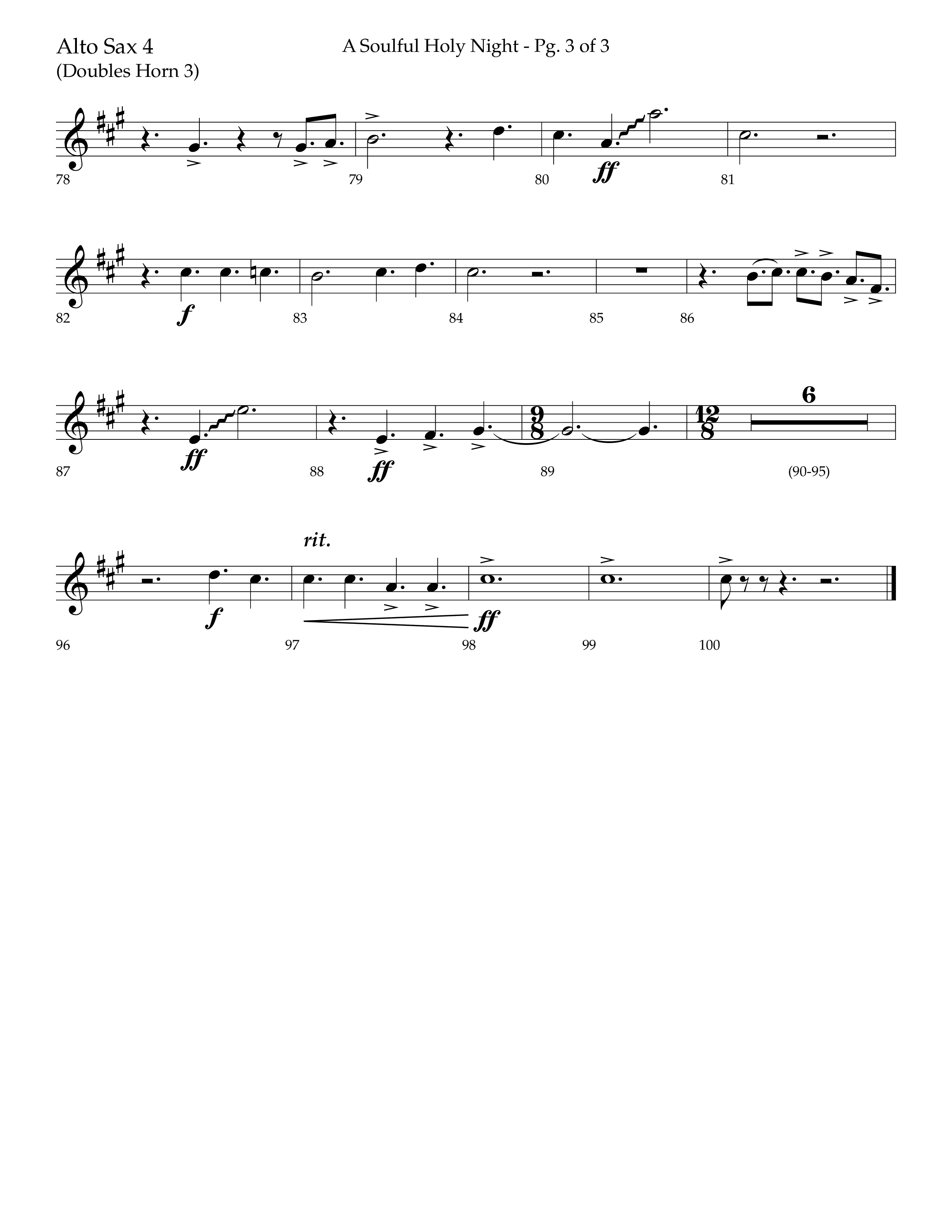 A Soulful Holy Night (with O Holy Night, Falling Down On Our Knees) (Choral Anthem SATB) Alto Sax (Lifeway Choral / Arr. Trey Ivey)