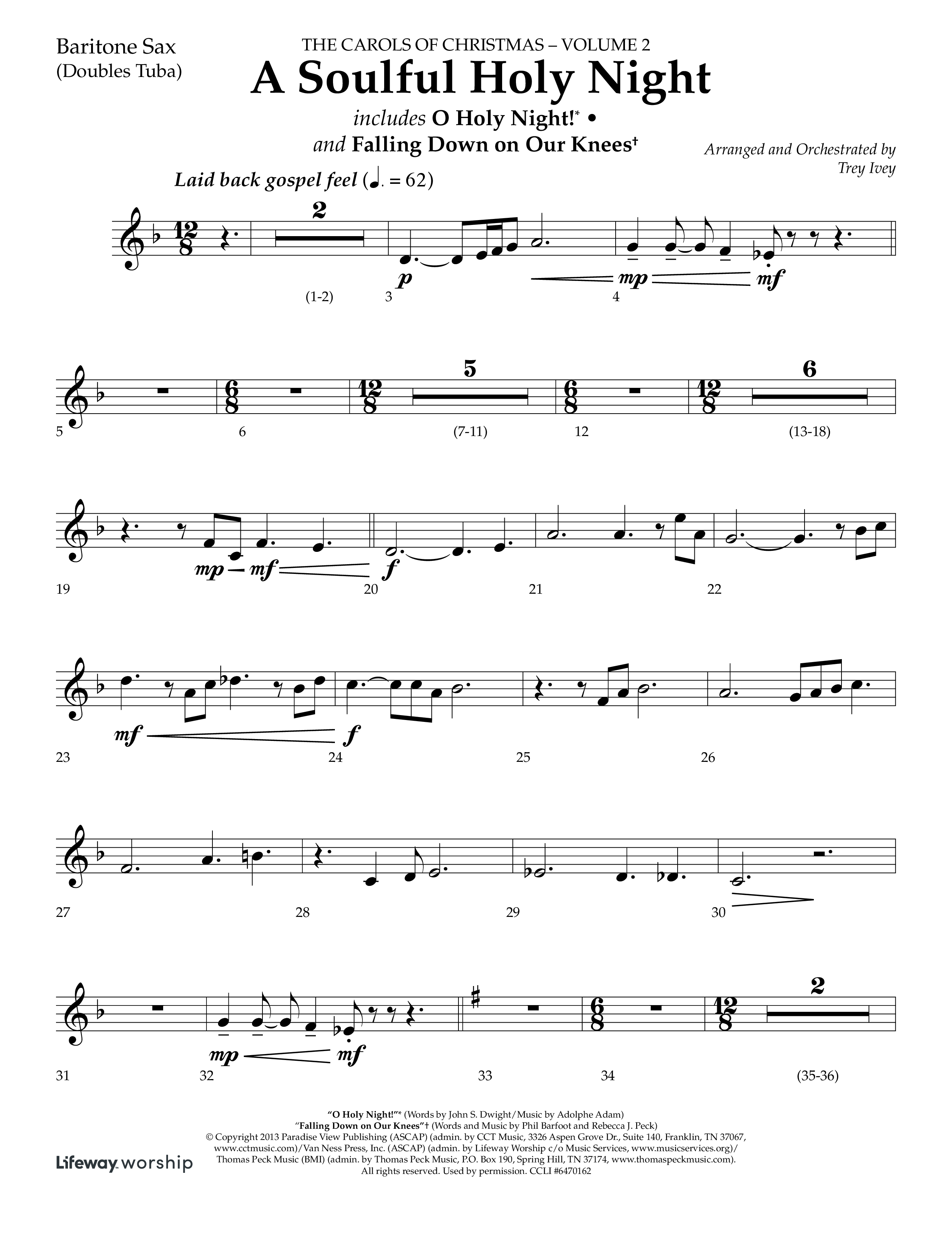 A Soulful Holy Night (with O Holy Night, Falling Down On Our Knees) (Choral Anthem SATB) Bari Sax (Lifeway Choral / Arr. Trey Ivey)