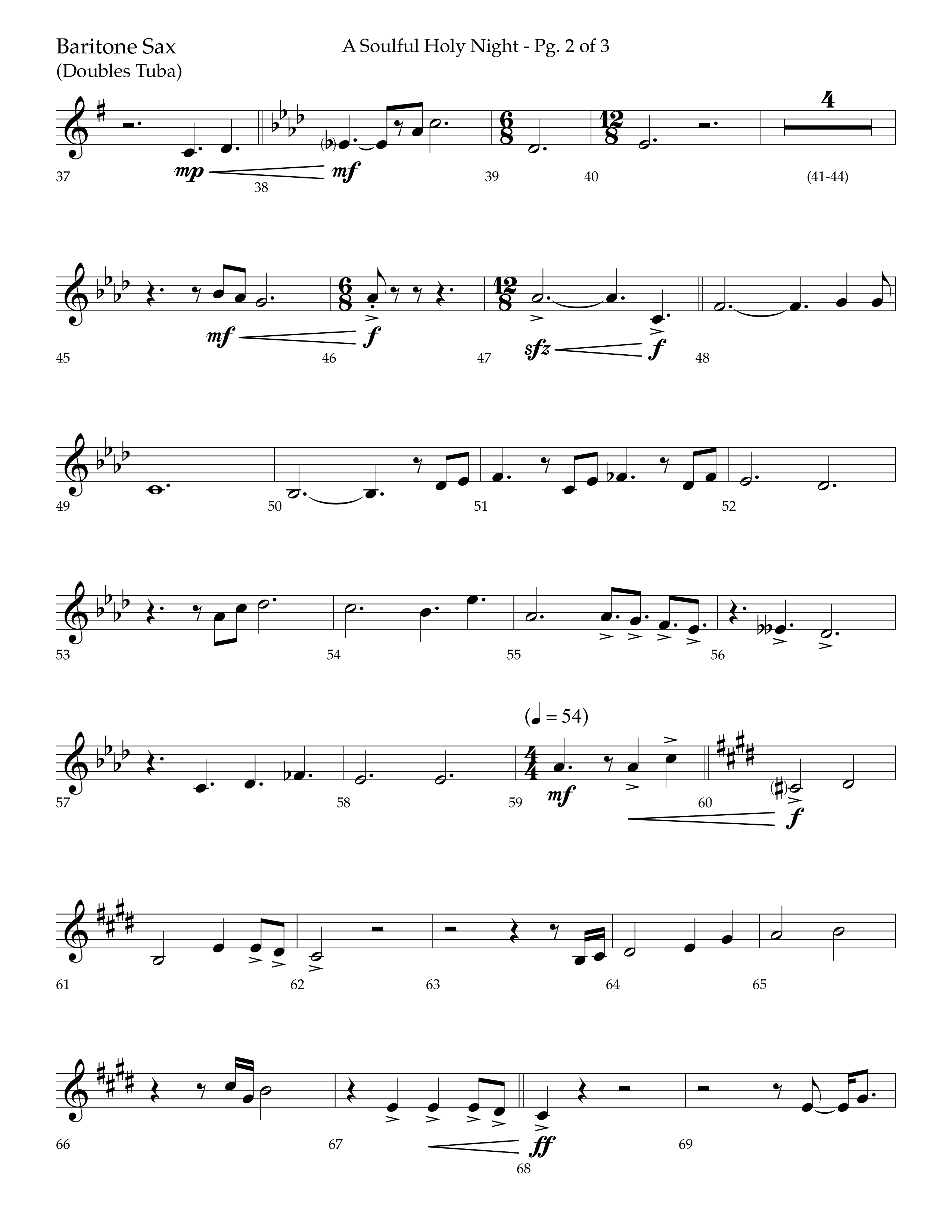 A Soulful Holy Night (with O Holy Night, Falling Down On Our Knees) (Choral Anthem SATB) Bari Sax (Lifeway Choral / Arr. Trey Ivey)