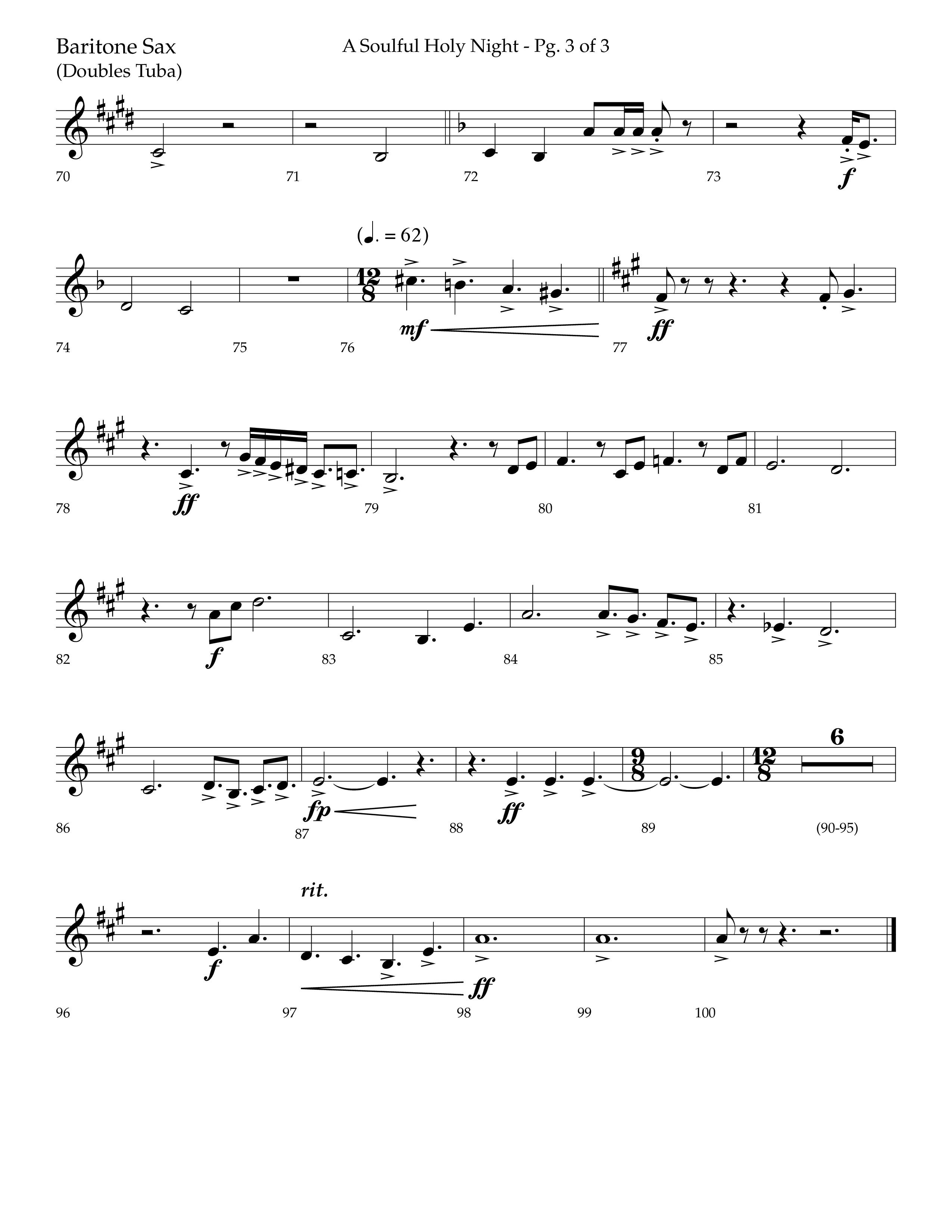 A Soulful Holy Night (with O Holy Night, Falling Down On Our Knees) (Choral Anthem SATB) Bari Sax (Lifeway Choral / Arr. Trey Ivey)
