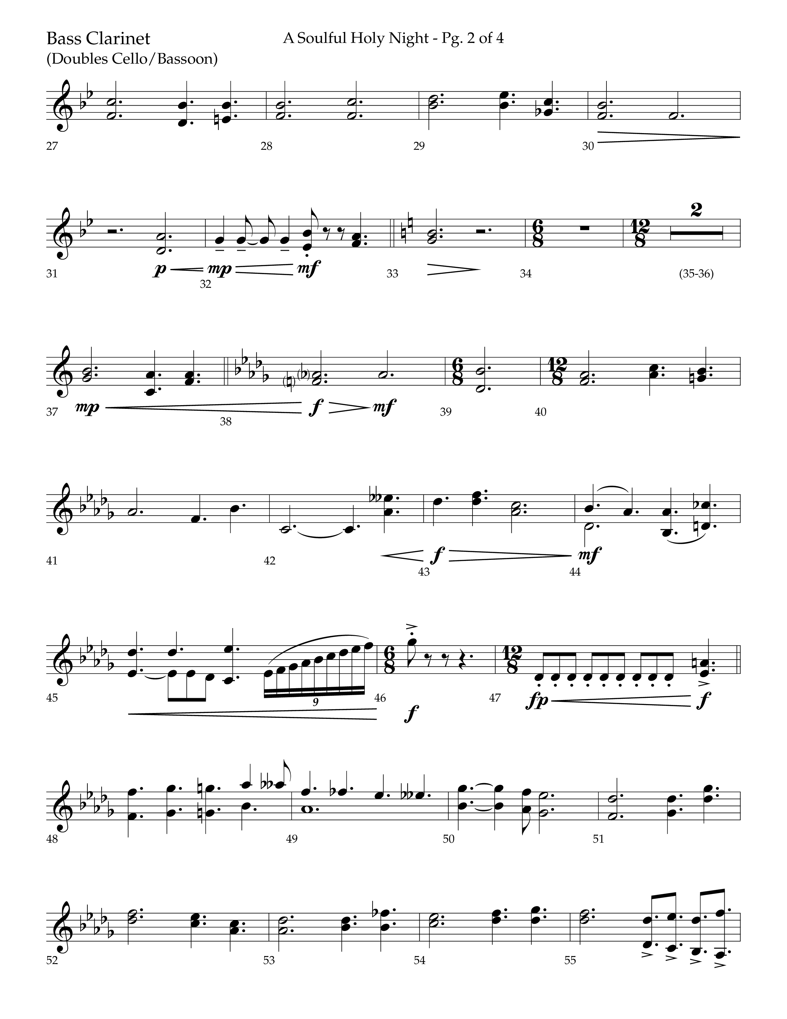 A Soulful Holy Night (with O Holy Night, Falling Down On Our Knees) (Choral Anthem SATB) Bass Clarinet (Lifeway Choral / Arr. Trey Ivey)