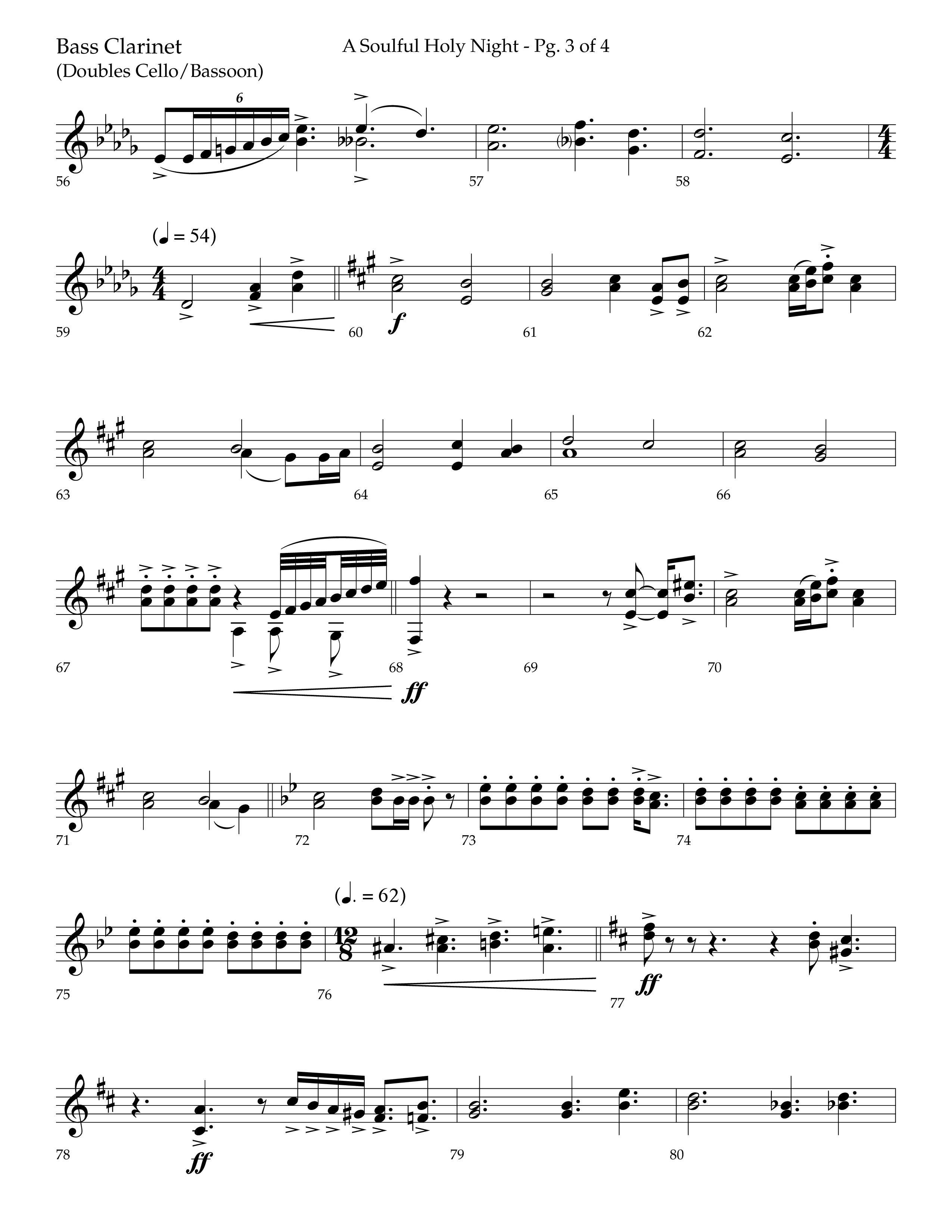 A Soulful Holy Night (with O Holy Night, Falling Down On Our Knees) (Choral Anthem SATB) Bass Clarinet (Lifeway Choral / Arr. Trey Ivey)