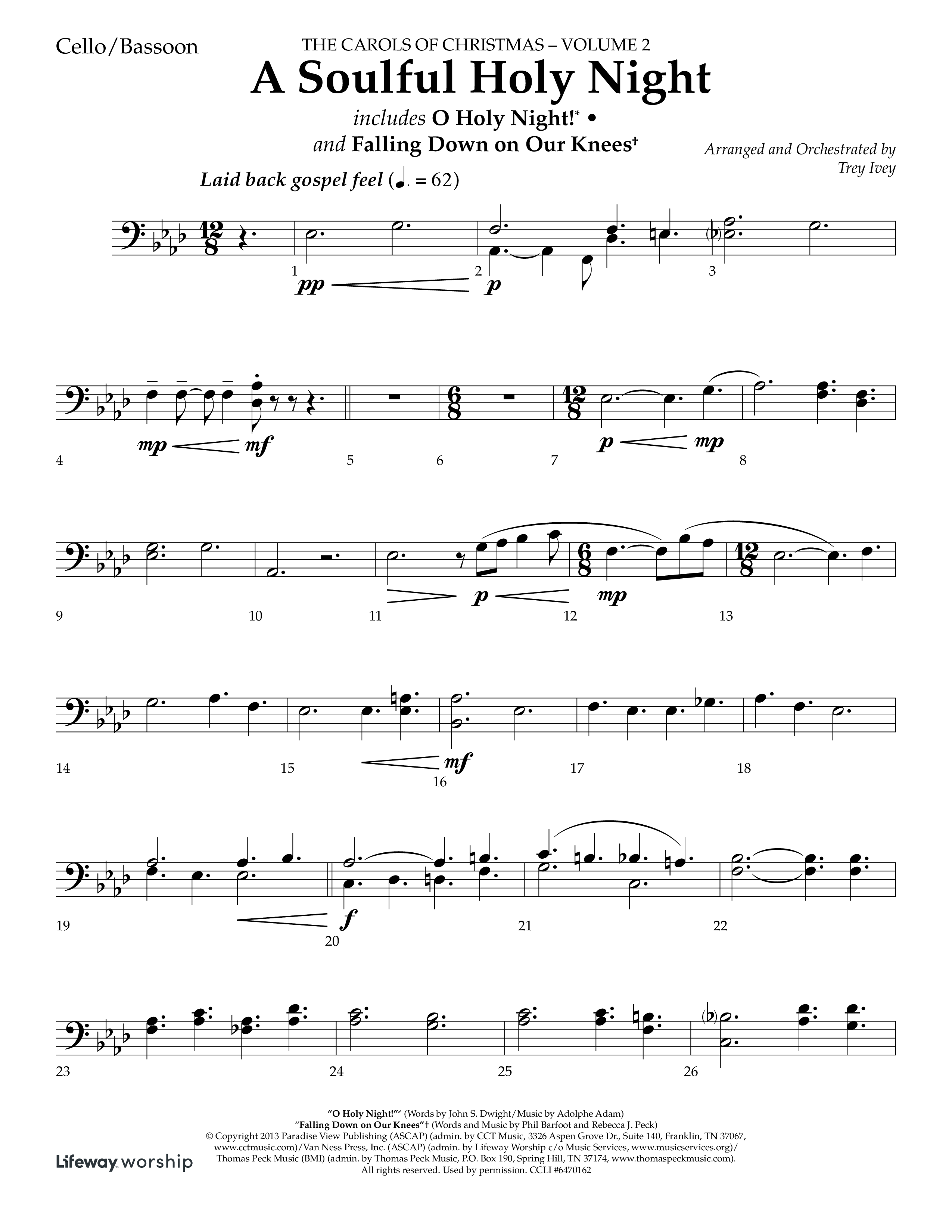 A Soulful Holy Night (with O Holy Night, Falling Down On Our Knees) (Choral Anthem SATB) Cello (Lifeway Choral / Arr. Trey Ivey)