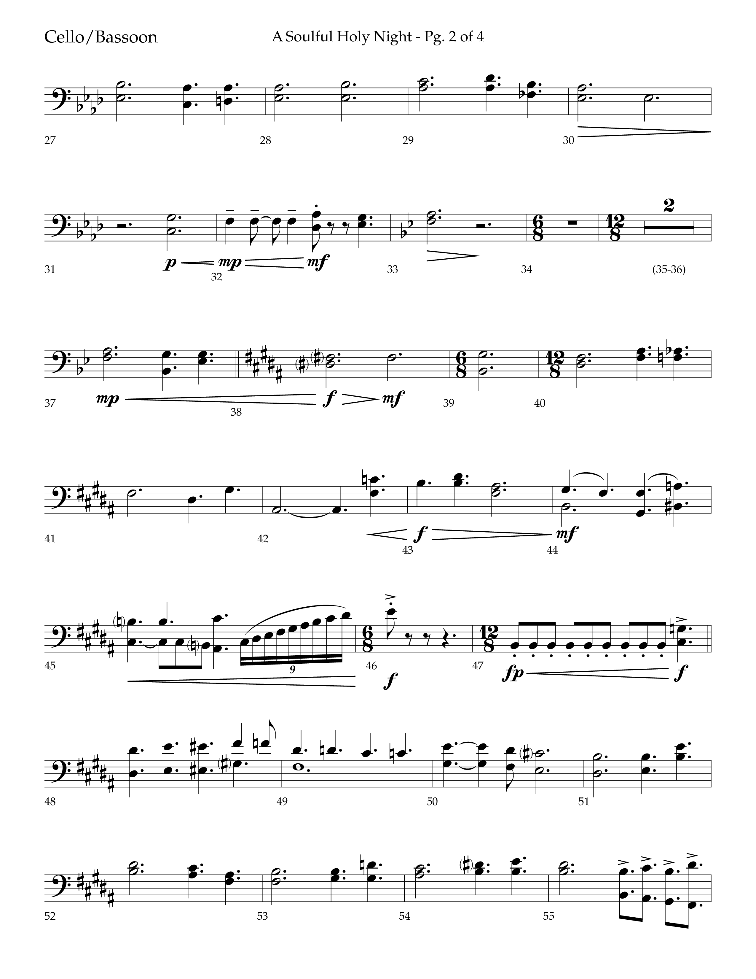 A Soulful Holy Night (with O Holy Night, Falling Down On Our Knees) (Choral Anthem SATB) Cello (Lifeway Choral / Arr. Trey Ivey)