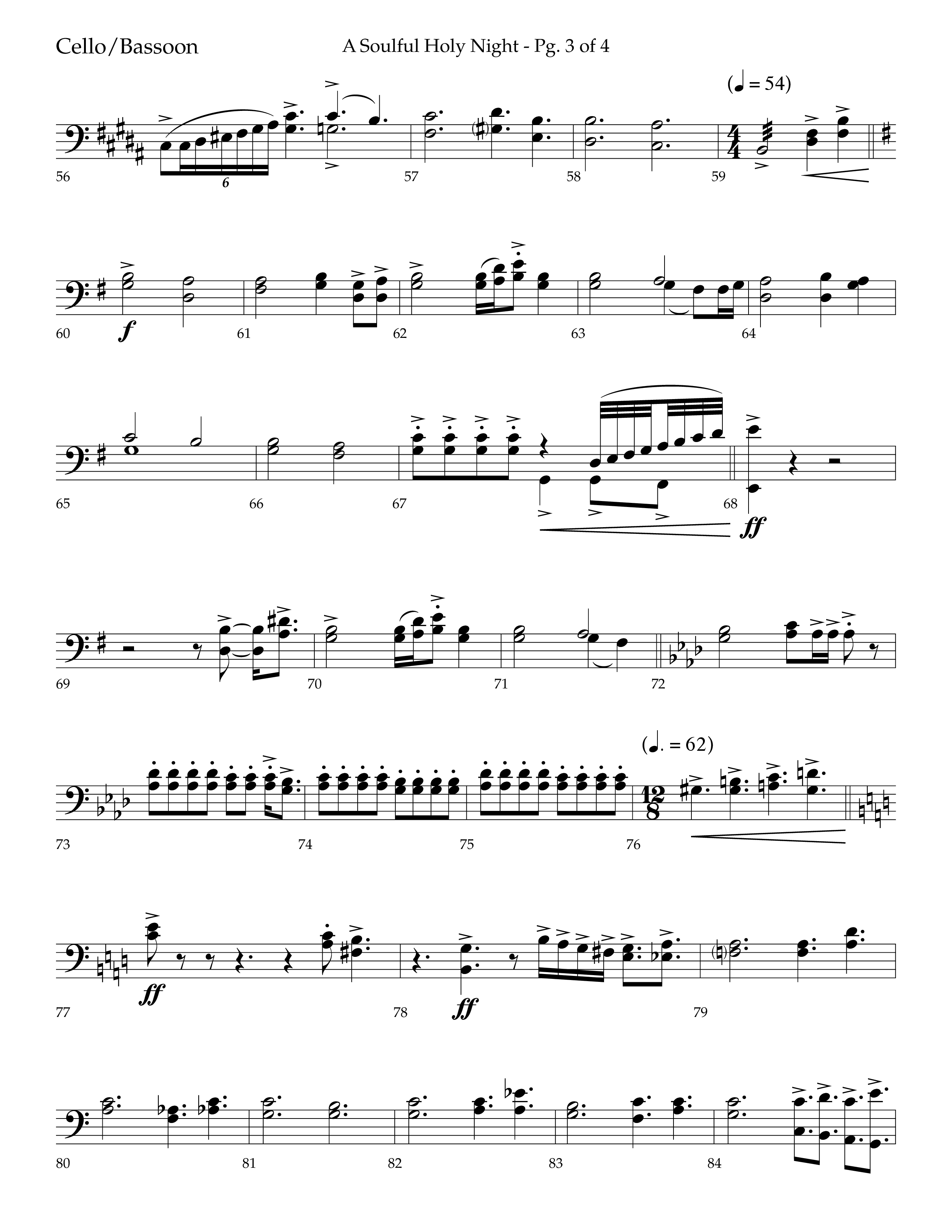 A Soulful Holy Night (with O Holy Night, Falling Down On Our Knees) (Choral Anthem SATB) Cello (Lifeway Choral / Arr. Trey Ivey)