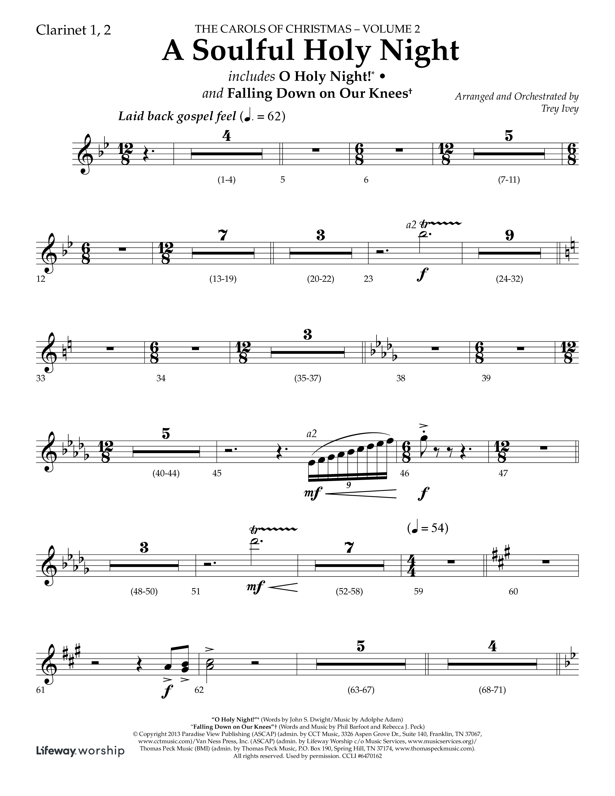 A Soulful Holy Night (with O Holy Night, Falling Down On Our Knees) (Choral Anthem SATB) Clarinet 1/2 (Lifeway Choral / Arr. Trey Ivey)