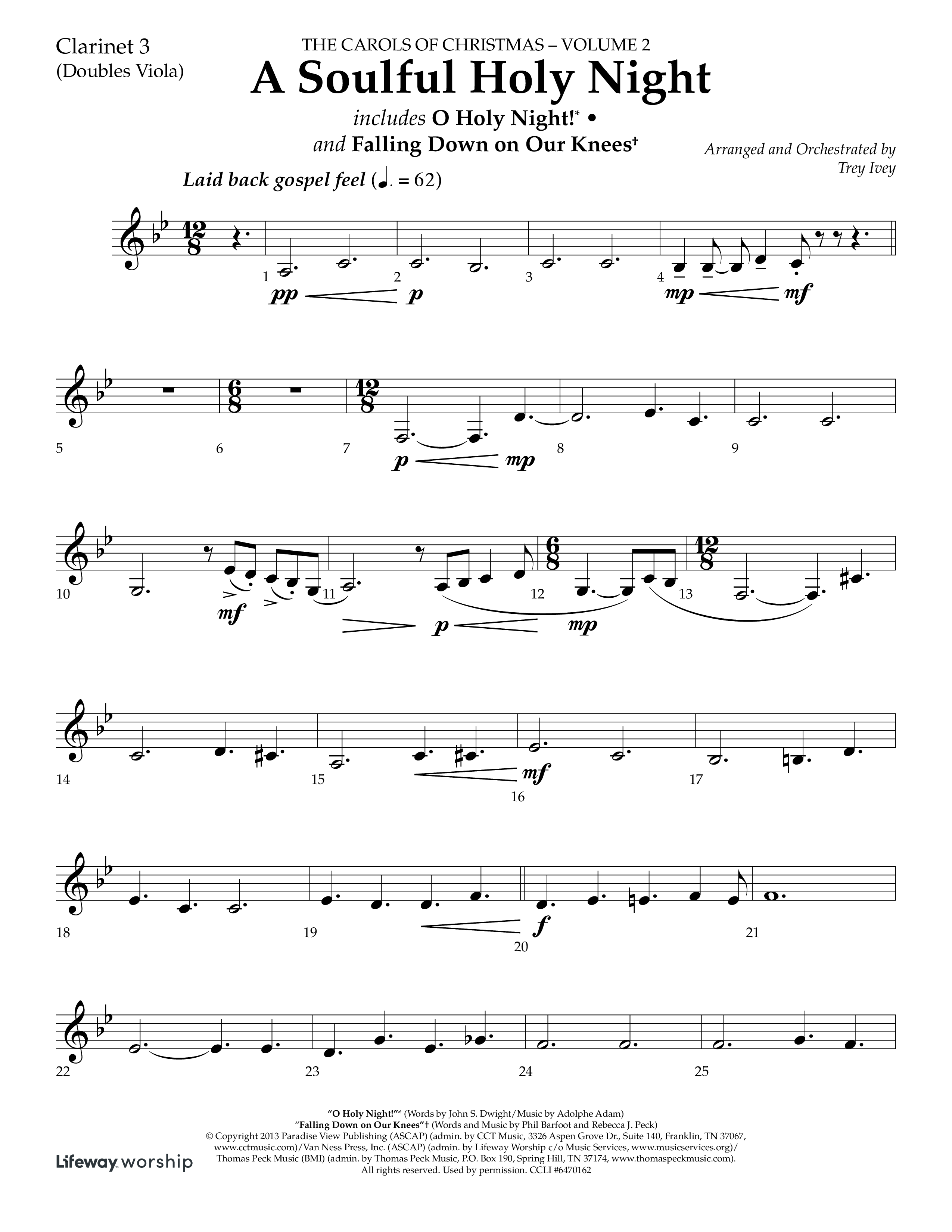 A Soulful Holy Night (with O Holy Night, Falling Down On Our Knees) (Choral Anthem SATB) Clarinet 3 (Lifeway Choral / Arr. Trey Ivey)