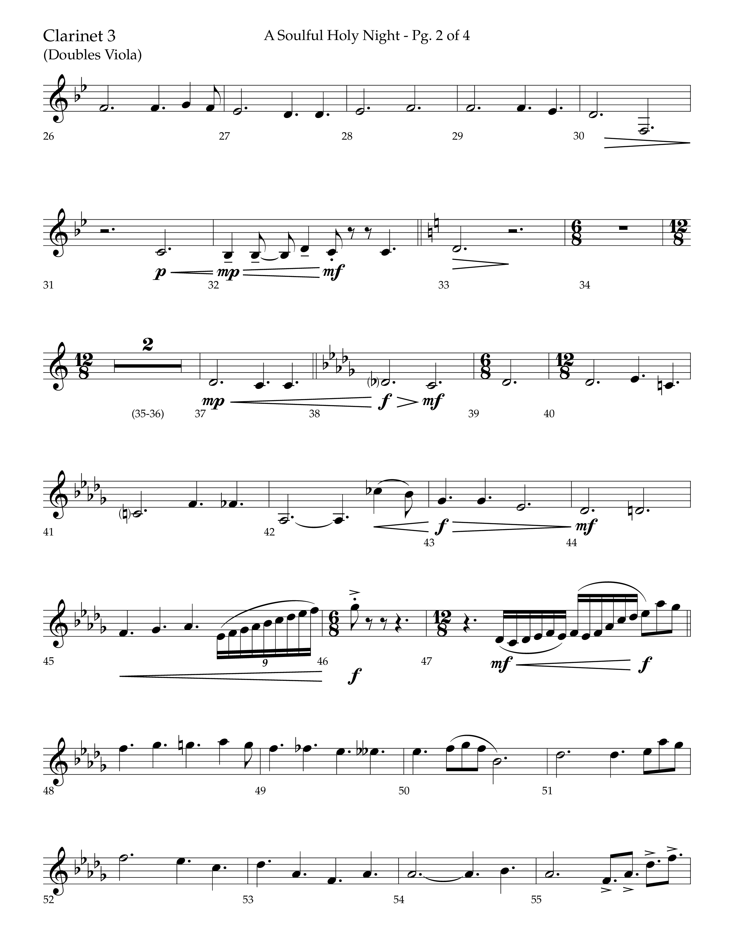 A Soulful Holy Night (with O Holy Night, Falling Down On Our Knees) (Choral Anthem SATB) Clarinet 3 (Lifeway Choral / Arr. Trey Ivey)