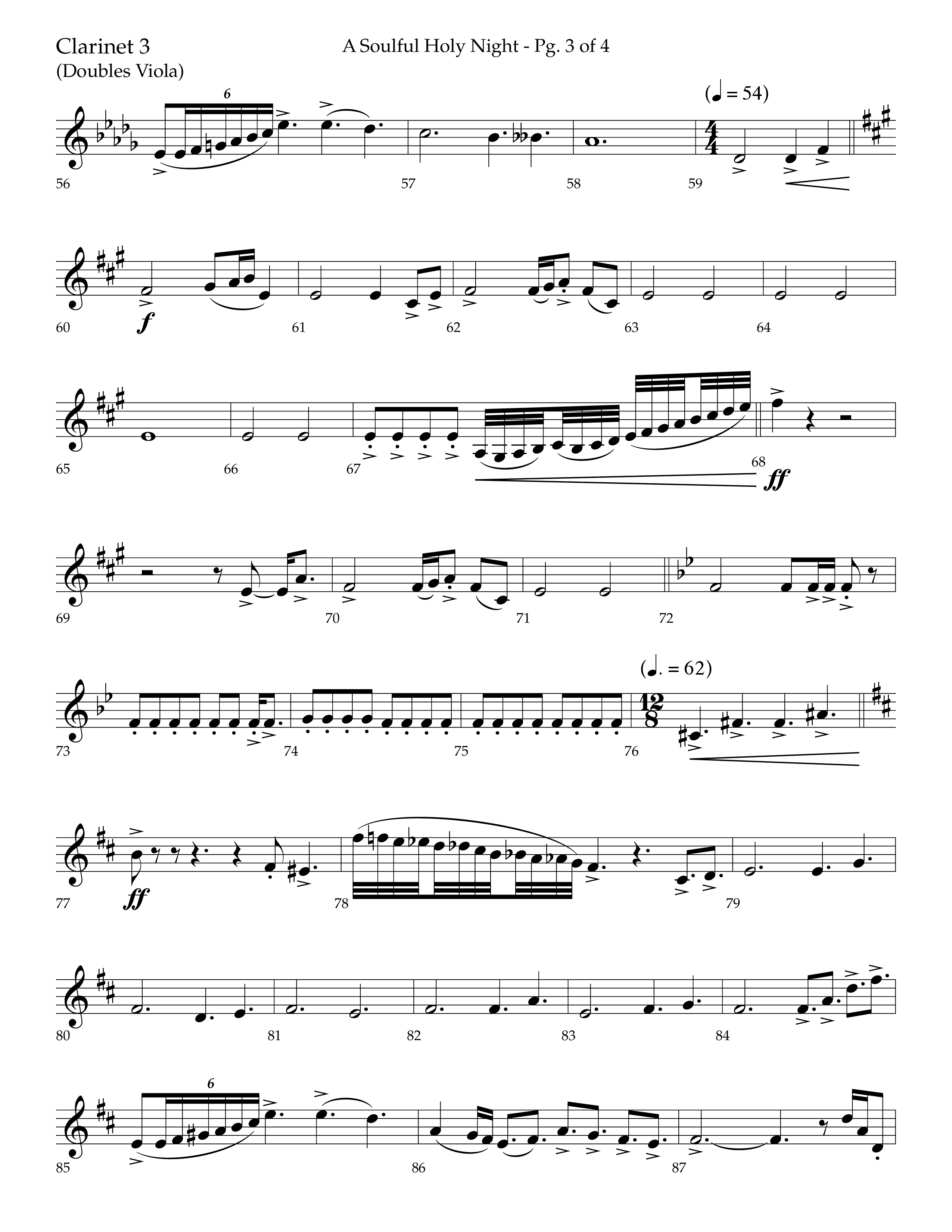 A Soulful Holy Night (with O Holy Night, Falling Down On Our Knees) (Choral Anthem SATB) Clarinet 3 (Lifeway Choral / Arr. Trey Ivey)