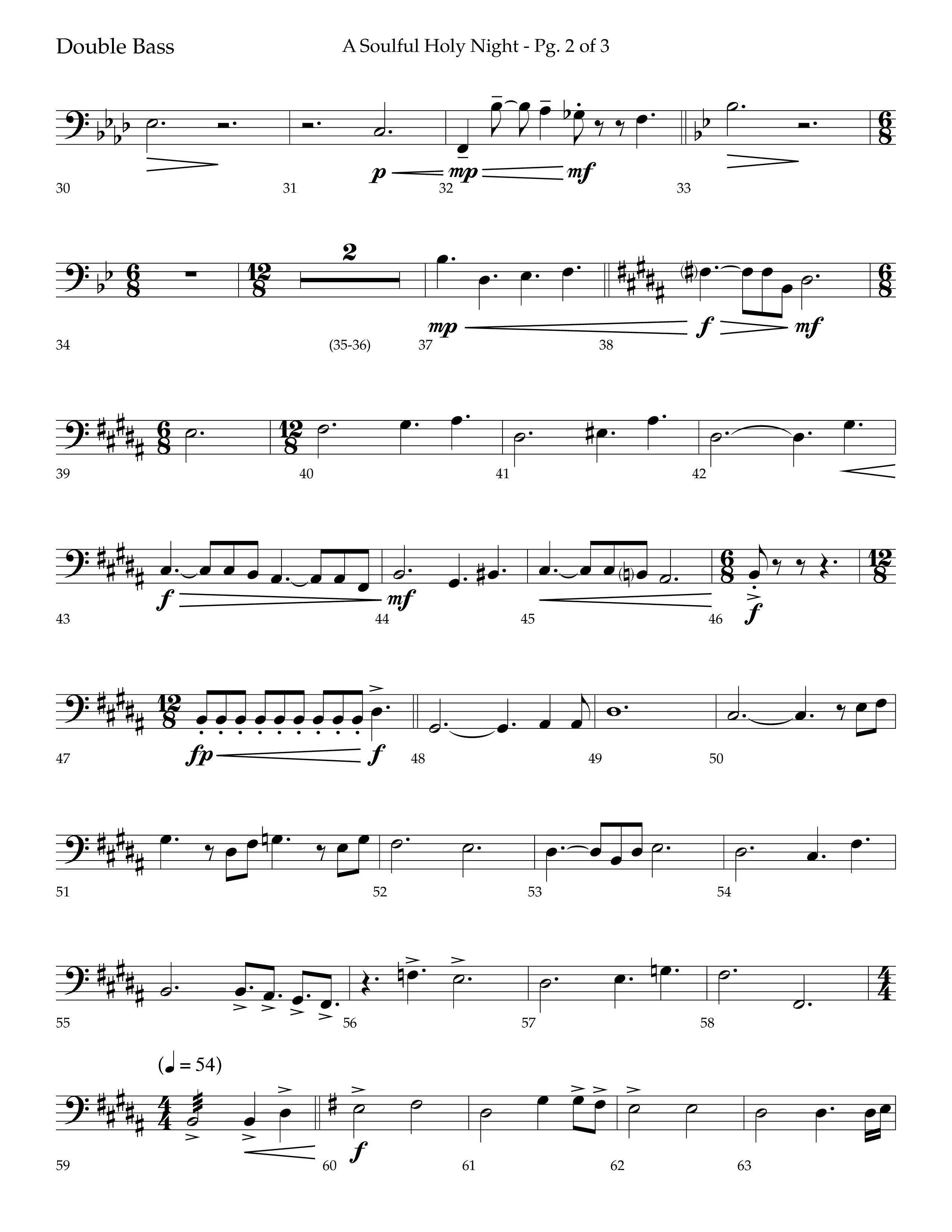 A Soulful Holy Night (with O Holy Night, Falling Down On Our Knees) (Choral Anthem SATB) Double Bass (Lifeway Choral / Arr. Trey Ivey)