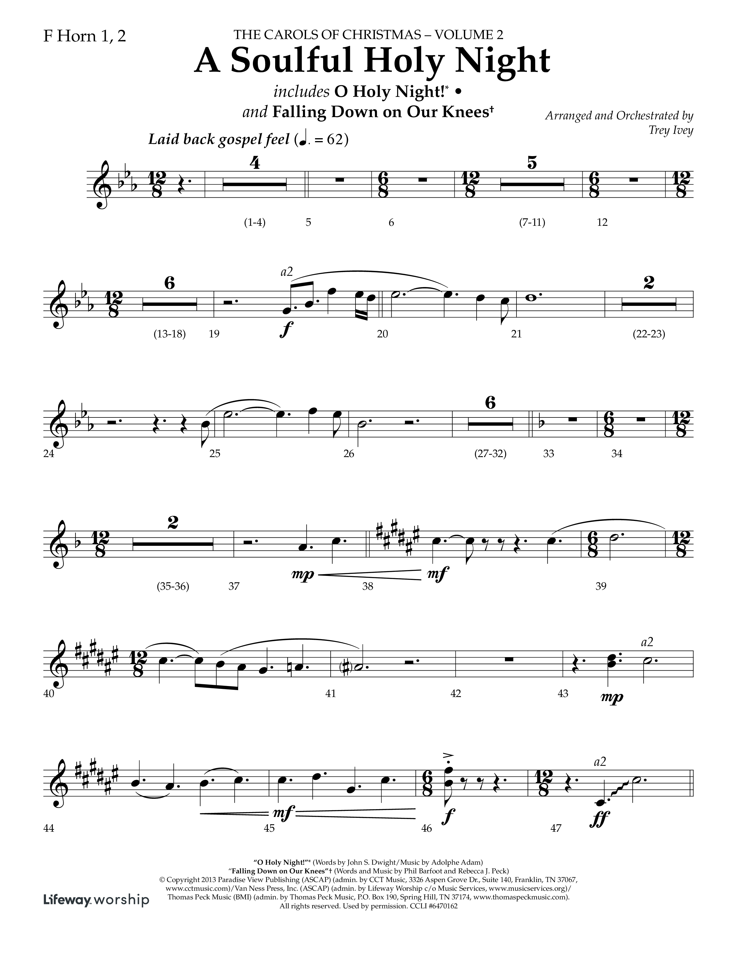 A Soulful Holy Night (with O Holy Night, Falling Down On Our Knees) (Choral Anthem SATB) French Horn 1/2 (Lifeway Choral / Arr. Trey Ivey)