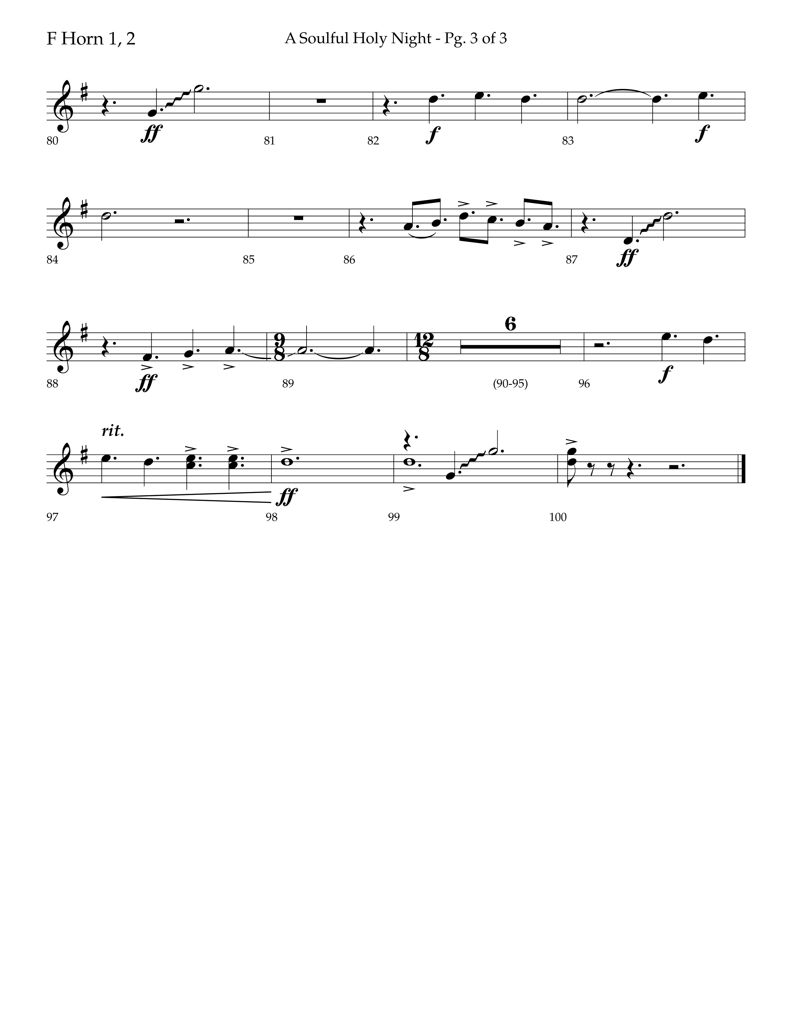 A Soulful Holy Night (with O Holy Night, Falling Down On Our Knees) (Choral Anthem SATB) French Horn 1/2 (Lifeway Choral / Arr. Trey Ivey)