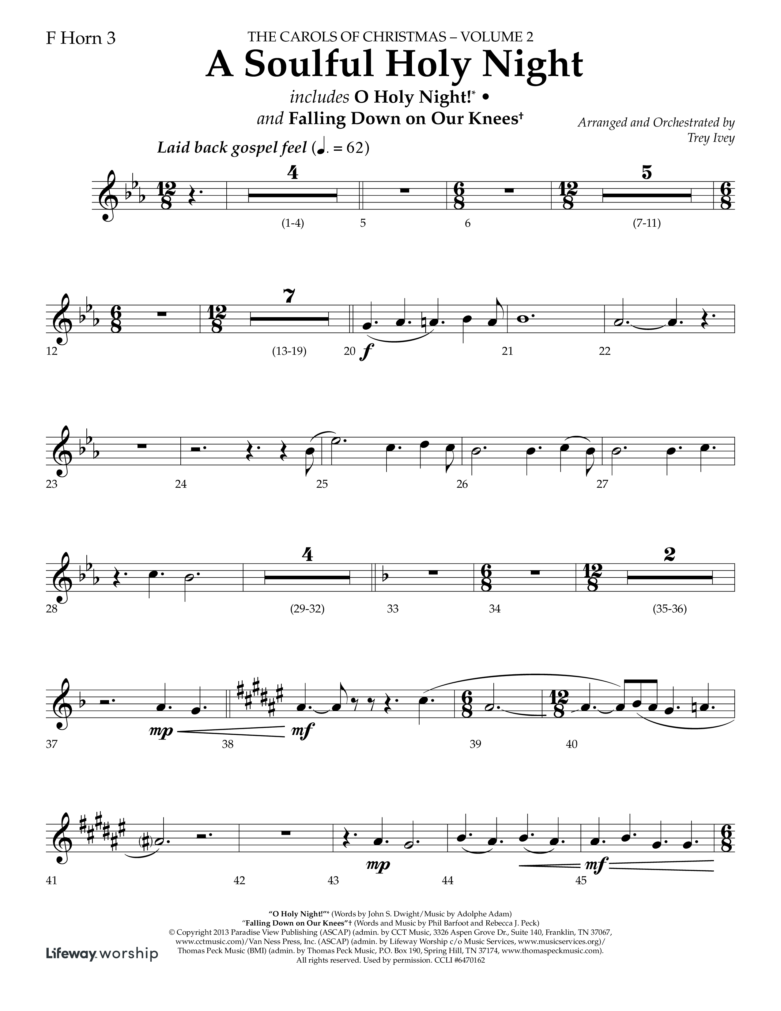 A Soulful Holy Night (with O Holy Night, Falling Down On Our Knees) (Choral Anthem SATB) French Horn 3 (Lifeway Choral / Arr. Trey Ivey)