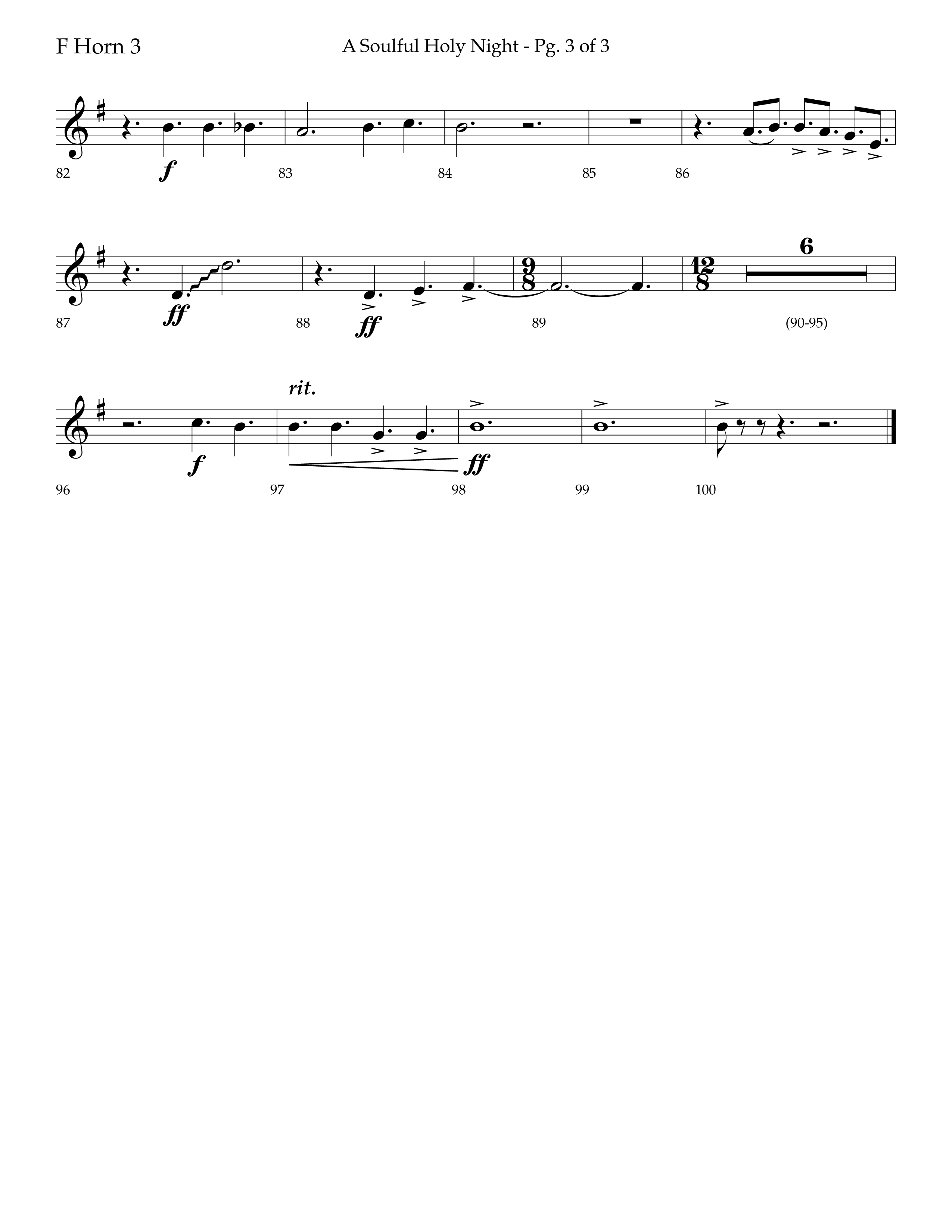 A Soulful Holy Night (with O Holy Night, Falling Down On Our Knees) (Choral Anthem SATB) French Horn 3 (Lifeway Choral / Arr. Trey Ivey)