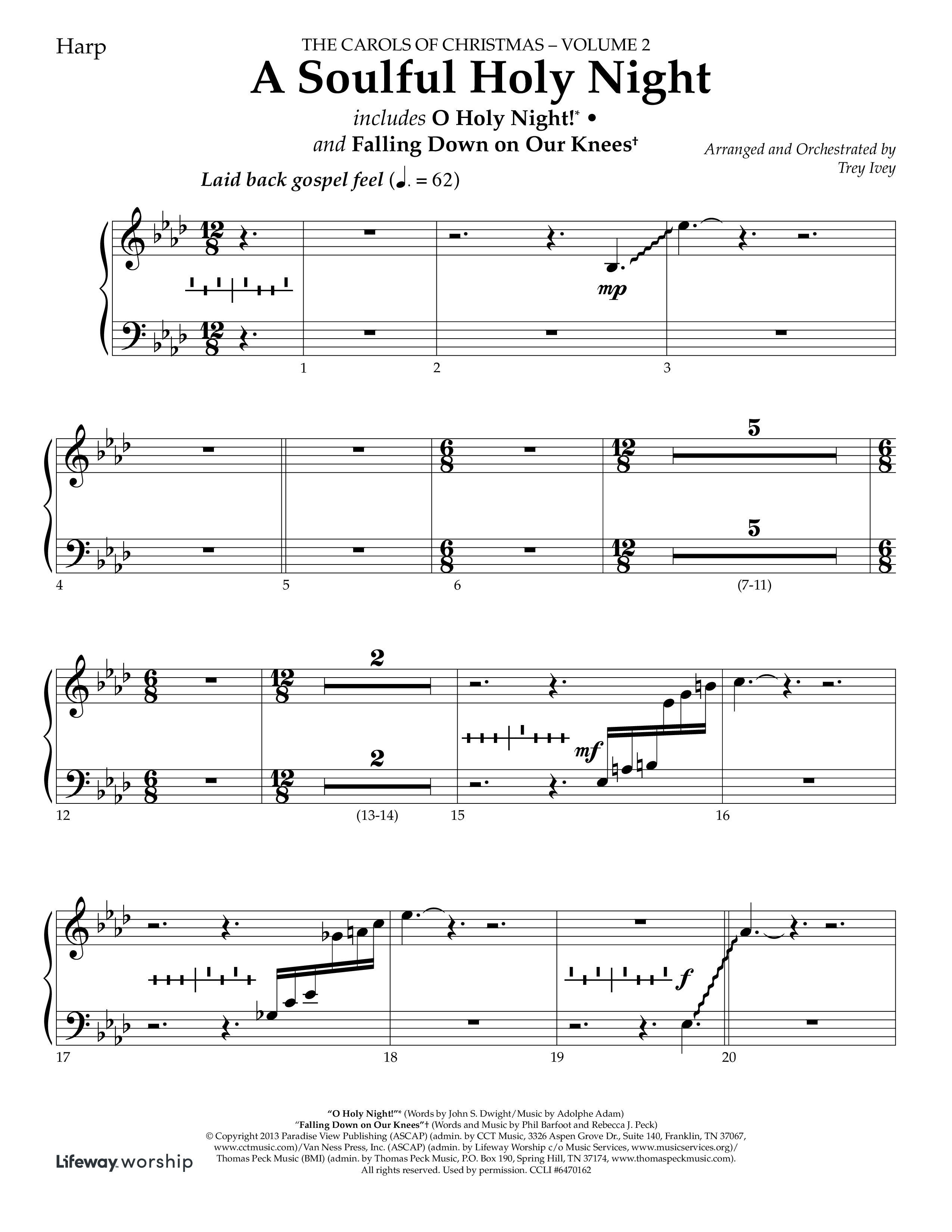 A Soulful Holy Night (with O Holy Night, Falling Down On Our Knees) (Choral Anthem SATB) Harp (Lifeway Choral / Arr. Trey Ivey)
