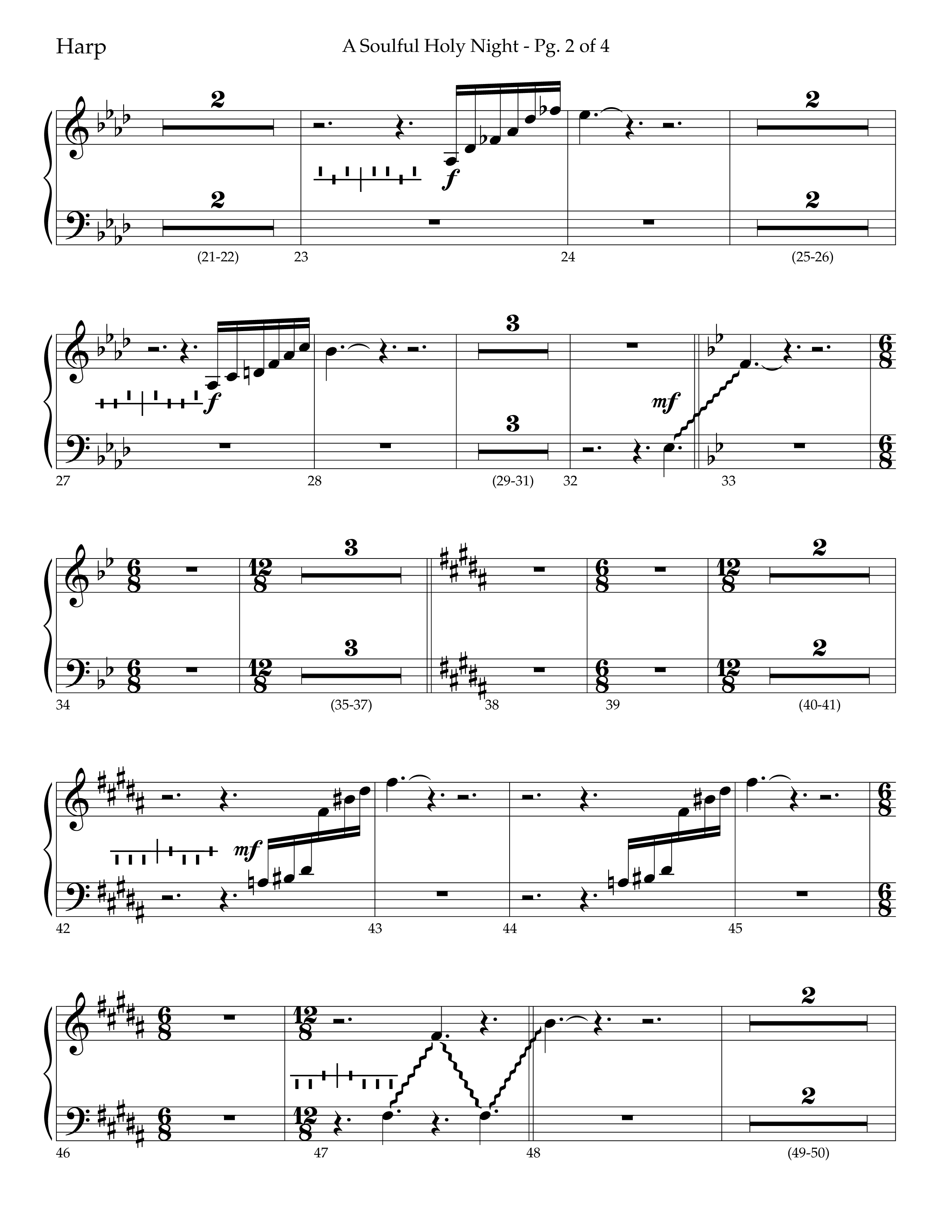 A Soulful Holy Night (with O Holy Night, Falling Down On Our Knees) (Choral Anthem SATB) Harp (Lifeway Choral / Arr. Trey Ivey)