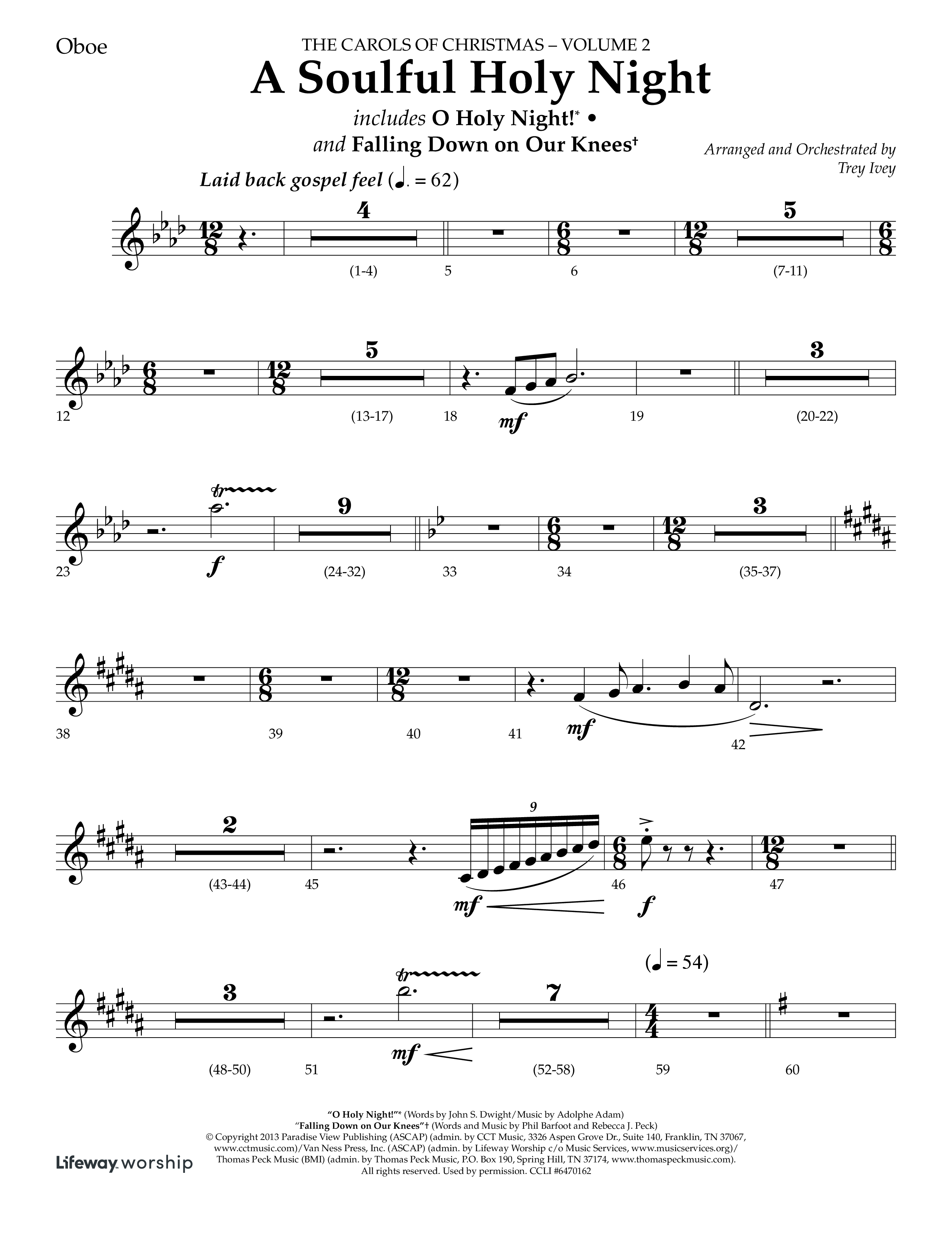 A Soulful Holy Night (with O Holy Night, Falling Down On Our Knees) (Choral Anthem SATB) Oboe (Lifeway Choral / Arr. Trey Ivey)