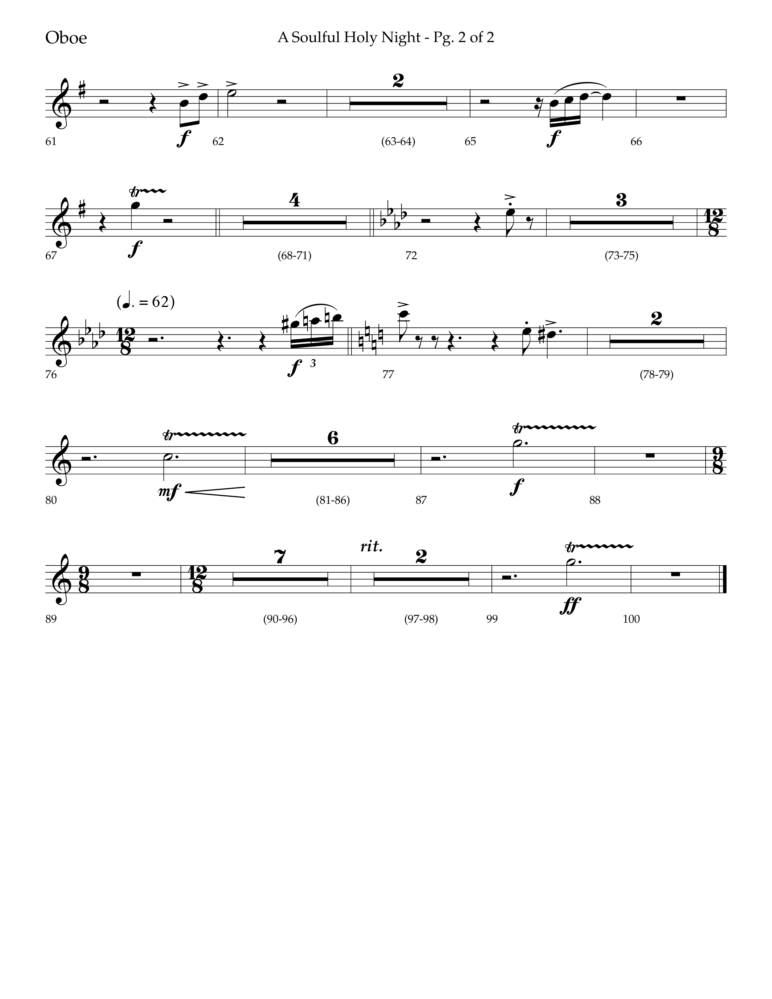 A Soulful Holy Night (with O Holy Night, Falling Down On Our Knees) (Choral Anthem SATB) Oboe (Lifeway Choral / Arr. Trey Ivey)