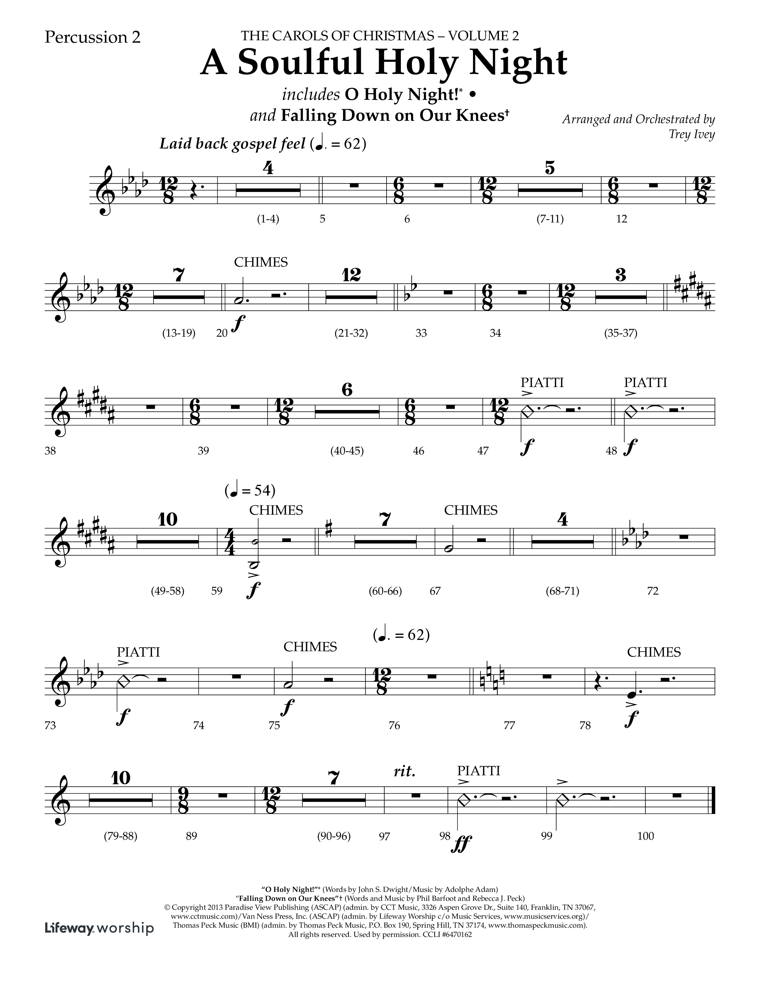 A Soulful Holy Night (with O Holy Night, Falling Down On Our Knees) (Choral Anthem SATB) Percussion 1/2 (Lifeway Choral / Arr. Trey Ivey)
