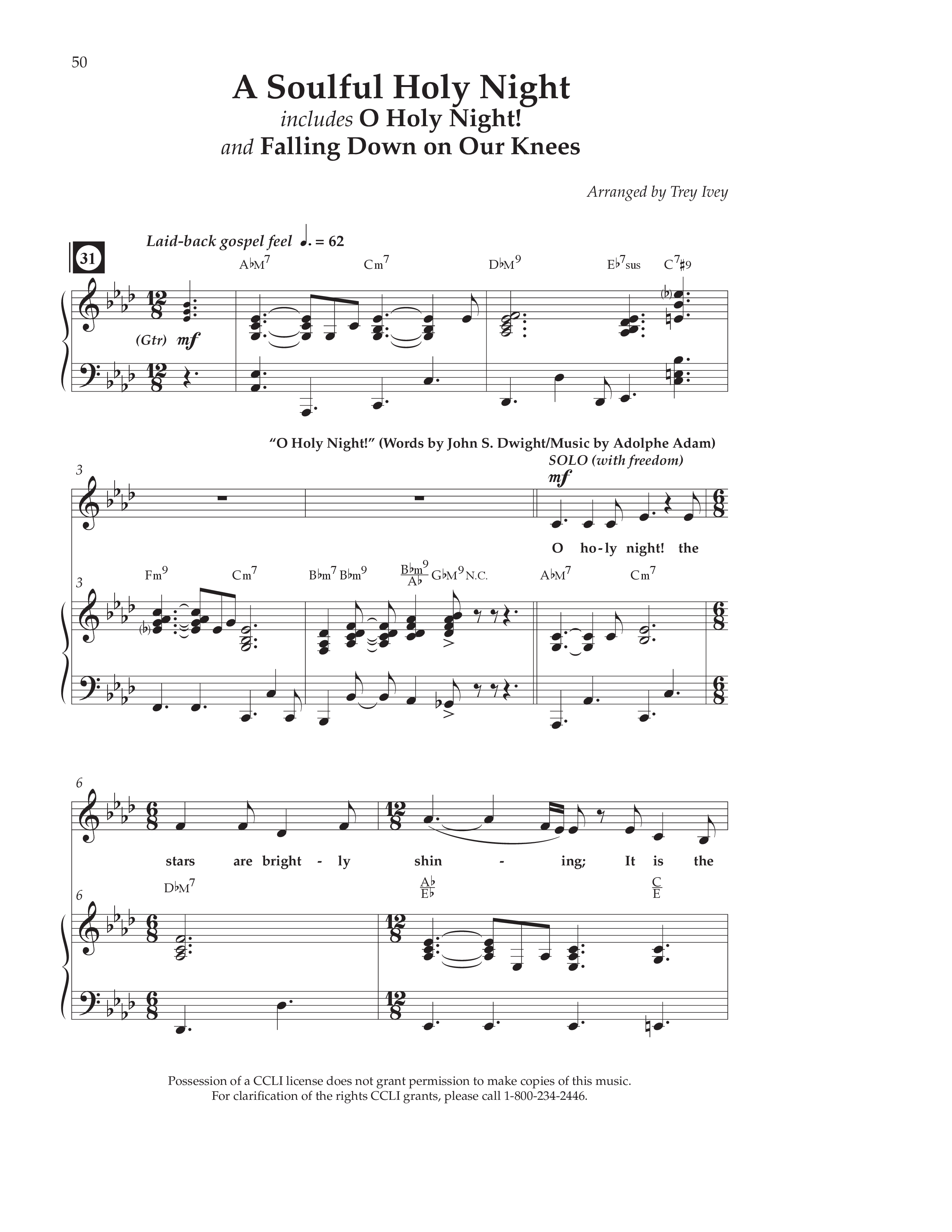 A Soulful Holy Night (with O Holy Night, Falling Down On Our Knees) (Choral Anthem SATB) Anthem (SATB/Piano) (Lifeway Choral / Arr. Trey Ivey)