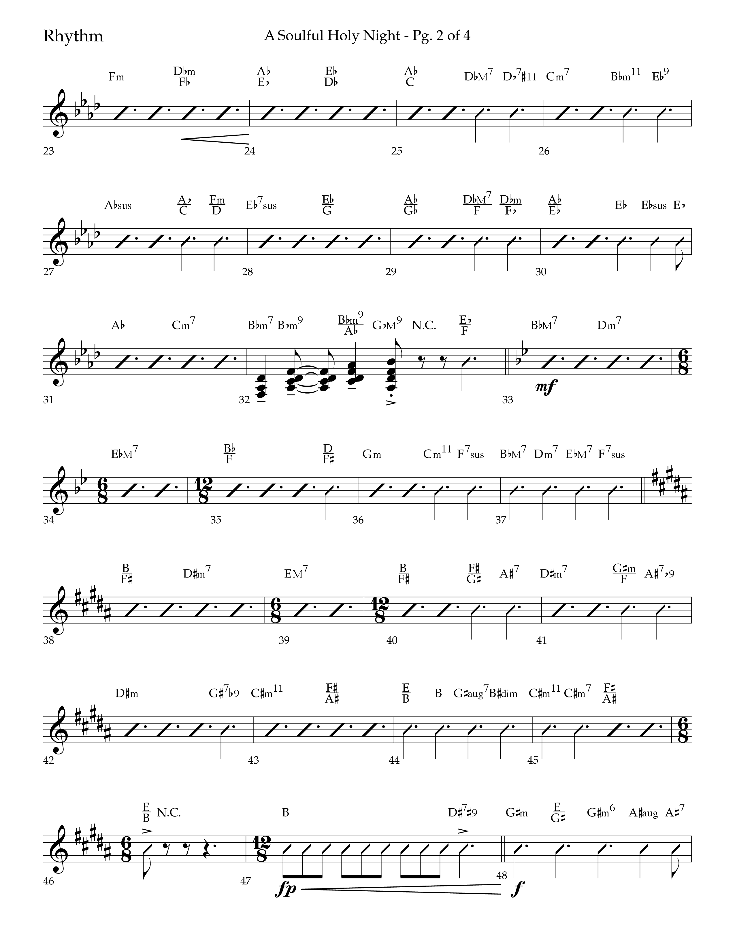 A Soulful Holy Night (with O Holy Night, Falling Down On Our Knees) (Choral Anthem SATB) Rhythm Chart (Lifeway Choral / Arr. Trey Ivey)