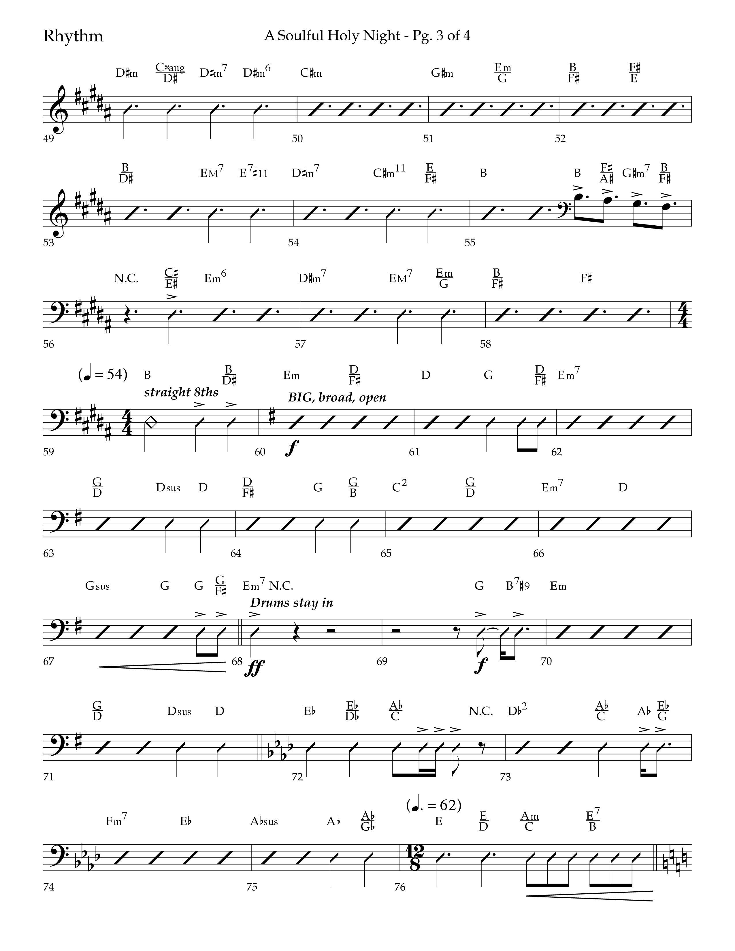 A Soulful Holy Night (with O Holy Night, Falling Down On Our Knees) (Choral Anthem SATB) Rhythm Chart (Lifeway Choral / Arr. Trey Ivey)