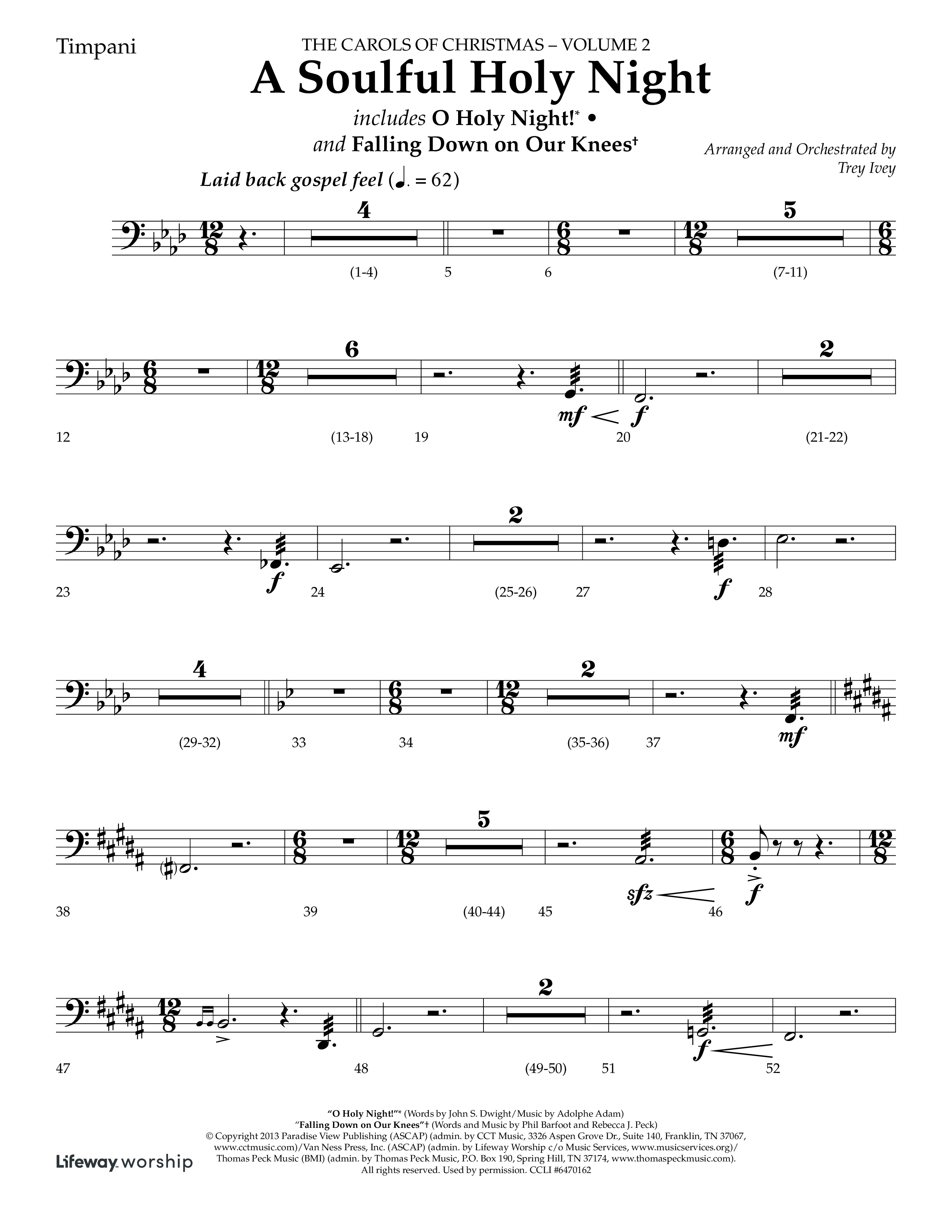 A Soulful Holy Night (with O Holy Night, Falling Down On Our Knees) (Choral Anthem SATB) Timpani (Lifeway Choral / Arr. Trey Ivey)