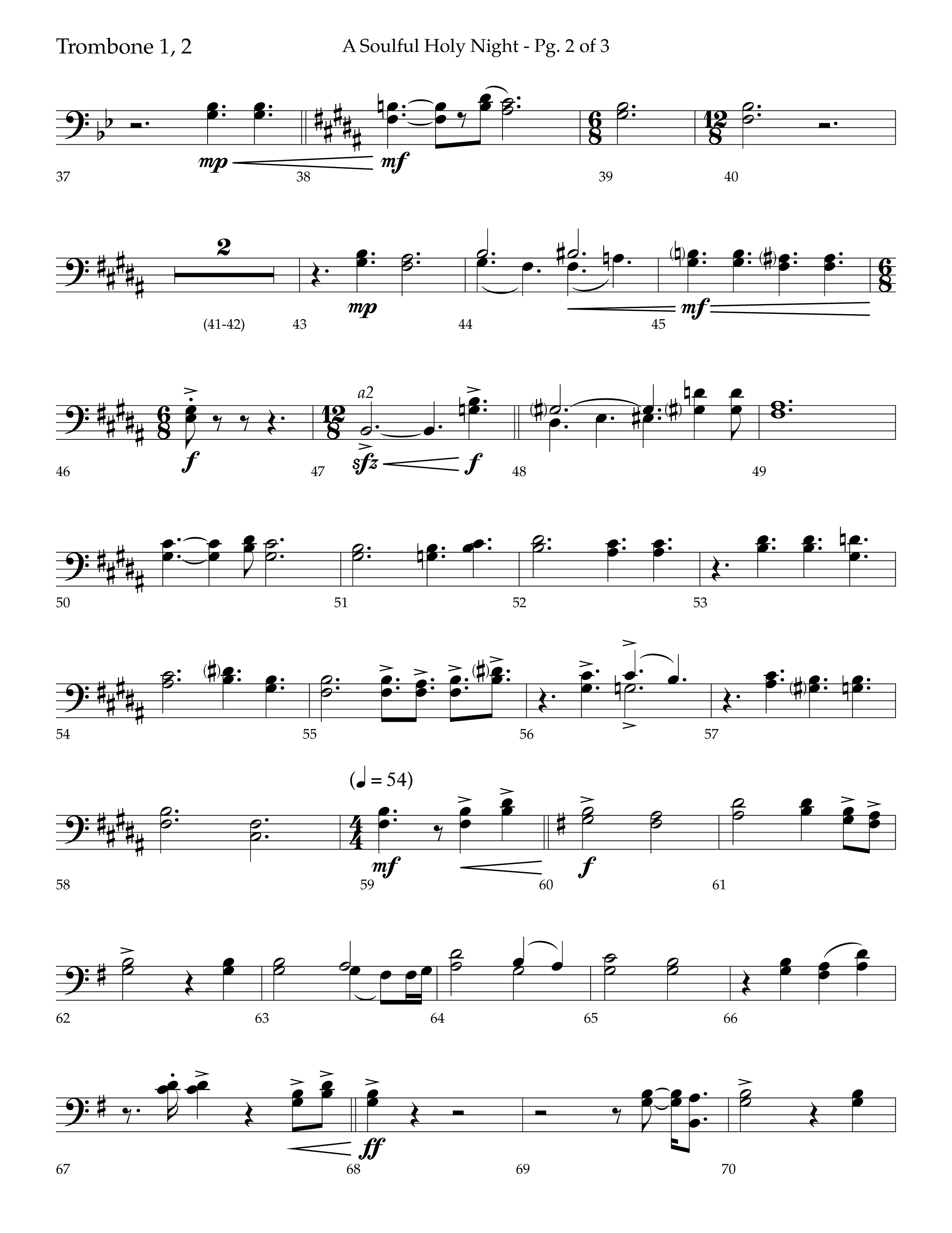 A Soulful Holy Night (with O Holy Night, Falling Down On Our Knees) (Choral Anthem SATB) Trombone 1/2 (Lifeway Choral / Arr. Trey Ivey)