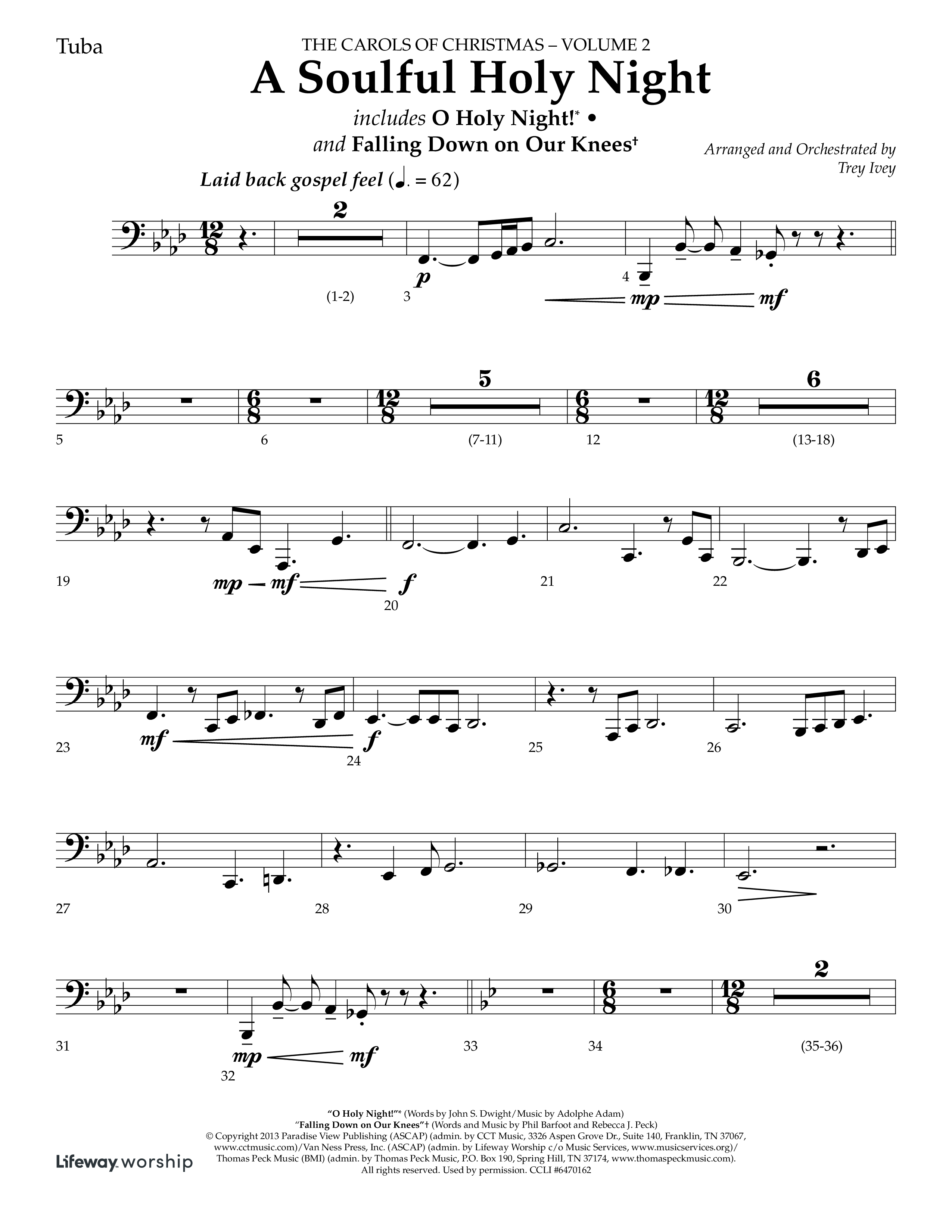 A Soulful Holy Night (with O Holy Night, Falling Down On Our Knees) (Choral Anthem SATB) Tuba (Lifeway Choral / Arr. Trey Ivey)