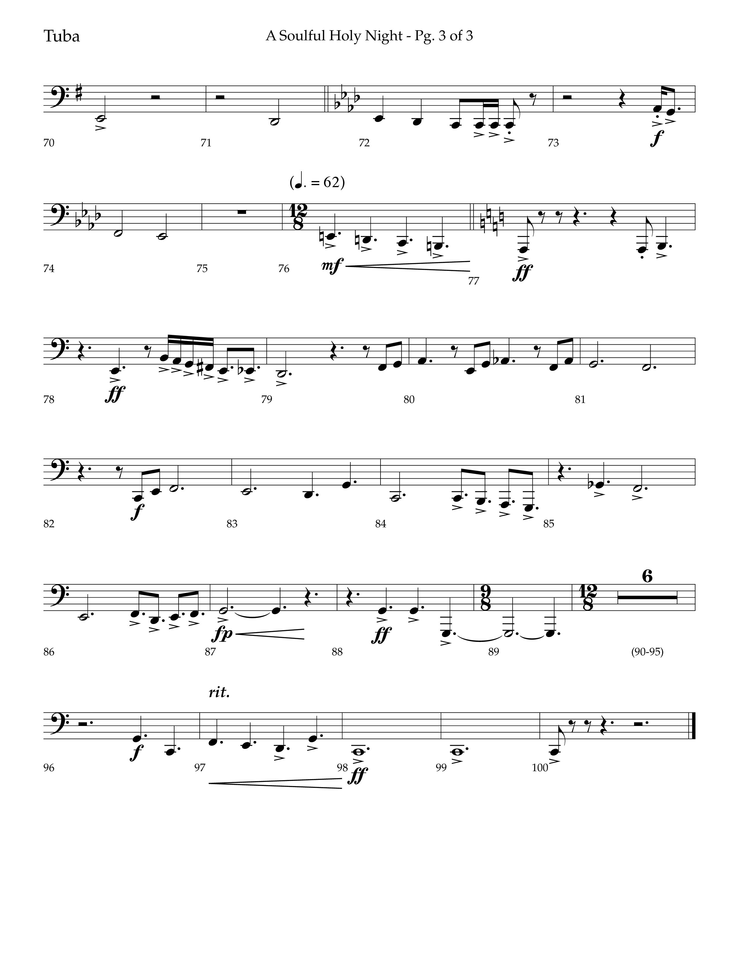A Soulful Holy Night (with O Holy Night, Falling Down On Our Knees) (Choral Anthem SATB) Tuba (Lifeway Choral / Arr. Trey Ivey)
