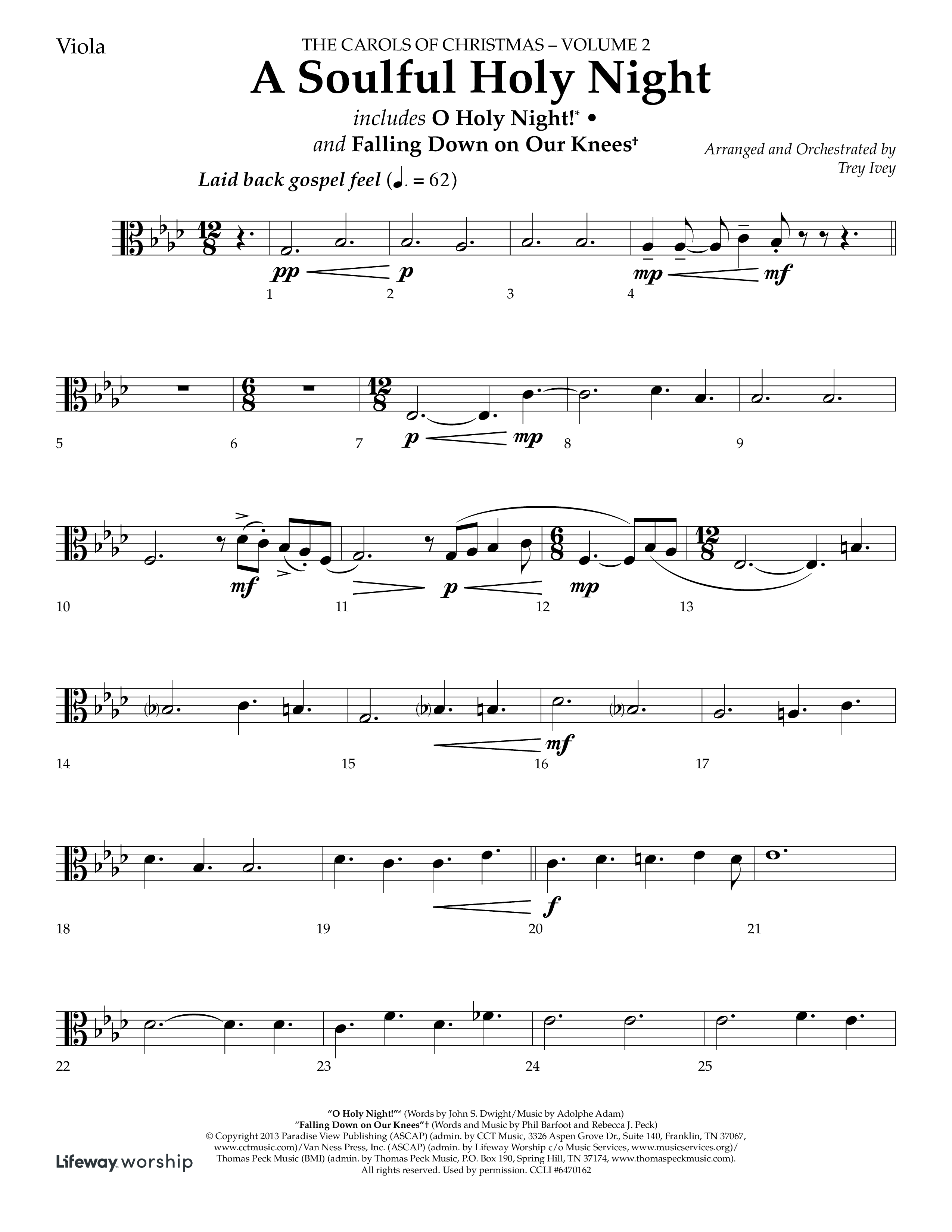 A Soulful Holy Night (with O Holy Night, Falling Down On Our Knees) (Choral Anthem SATB) Viola (Lifeway Choral / Arr. Trey Ivey)