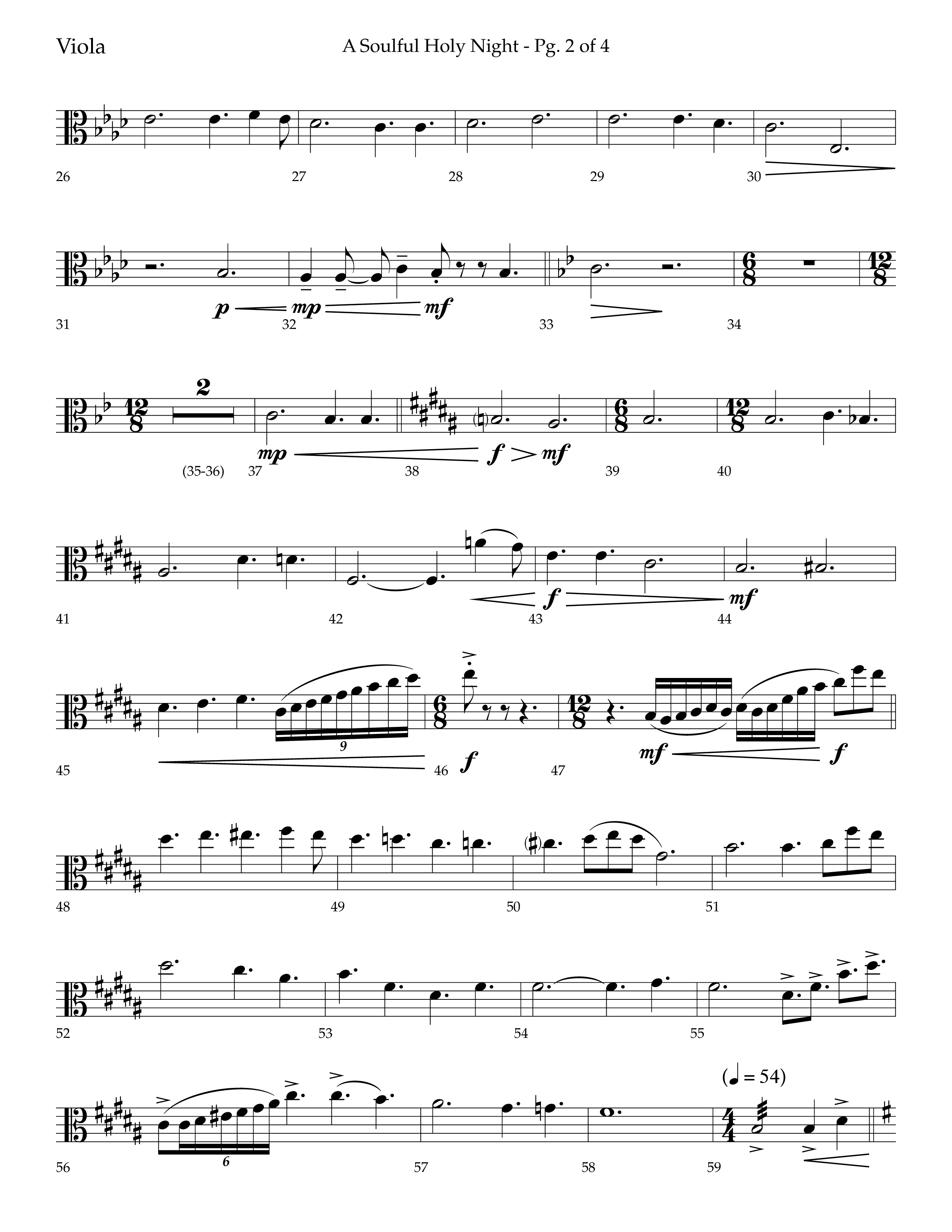 A Soulful Holy Night (with O Holy Night, Falling Down On Our Knees) (Choral Anthem SATB) Viola (Lifeway Choral / Arr. Trey Ivey)
