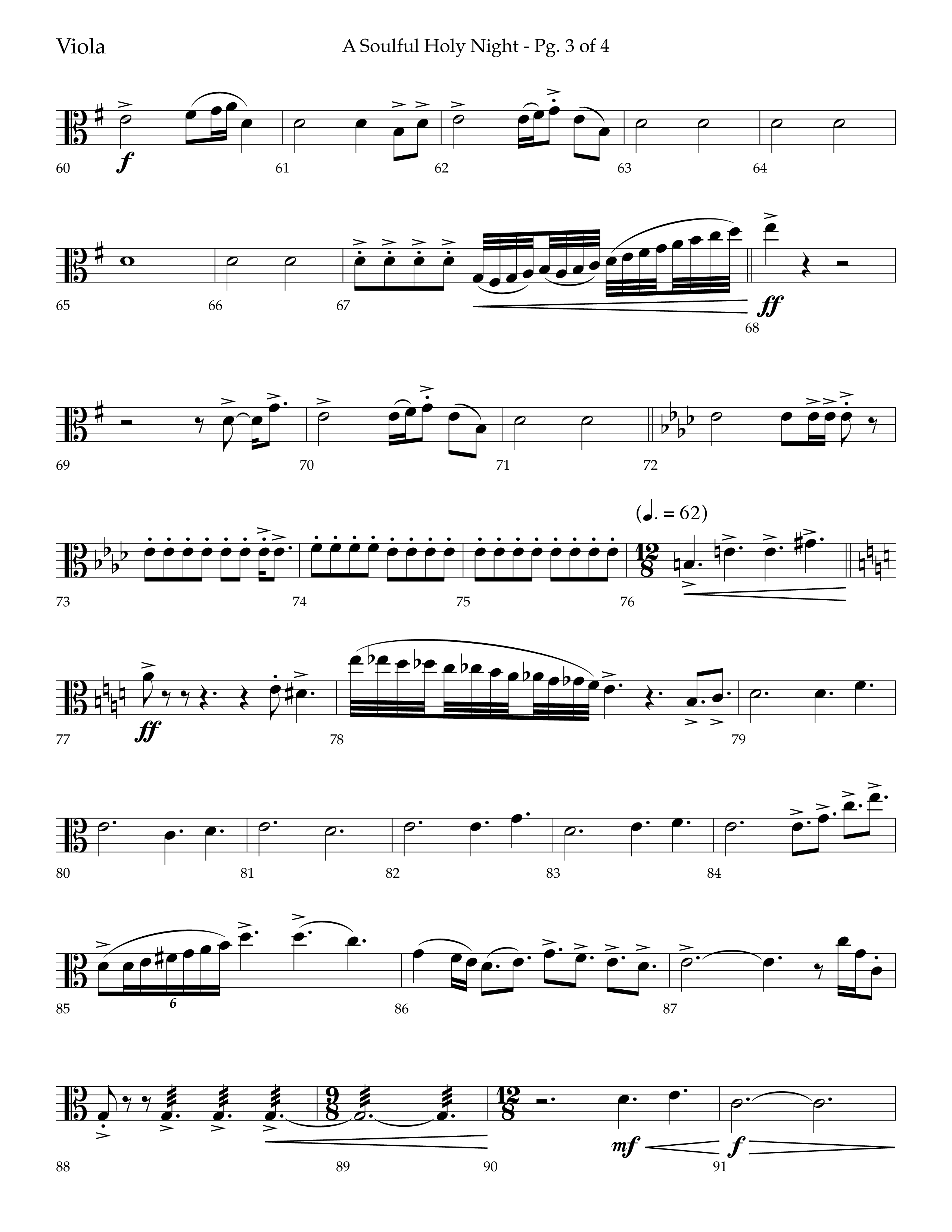 A Soulful Holy Night (with O Holy Night, Falling Down On Our Knees) (Choral Anthem SATB) Viola (Lifeway Choral / Arr. Trey Ivey)