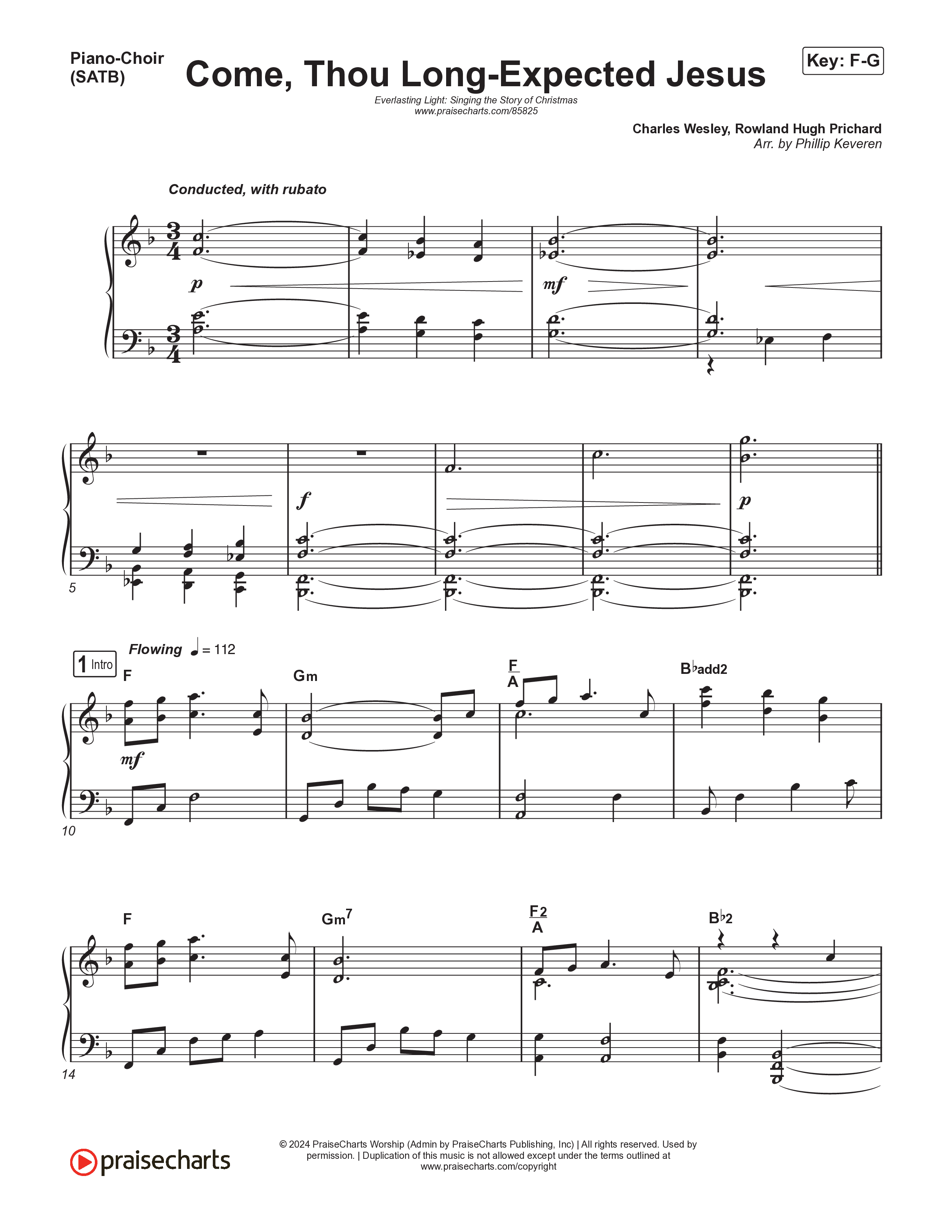 Come Thou Long Expected Jesus (Live) Piano/Vocal Pack (Museum Of The Bible / Indiana Wesleyan University Choir / Arr. Philip Keveren)