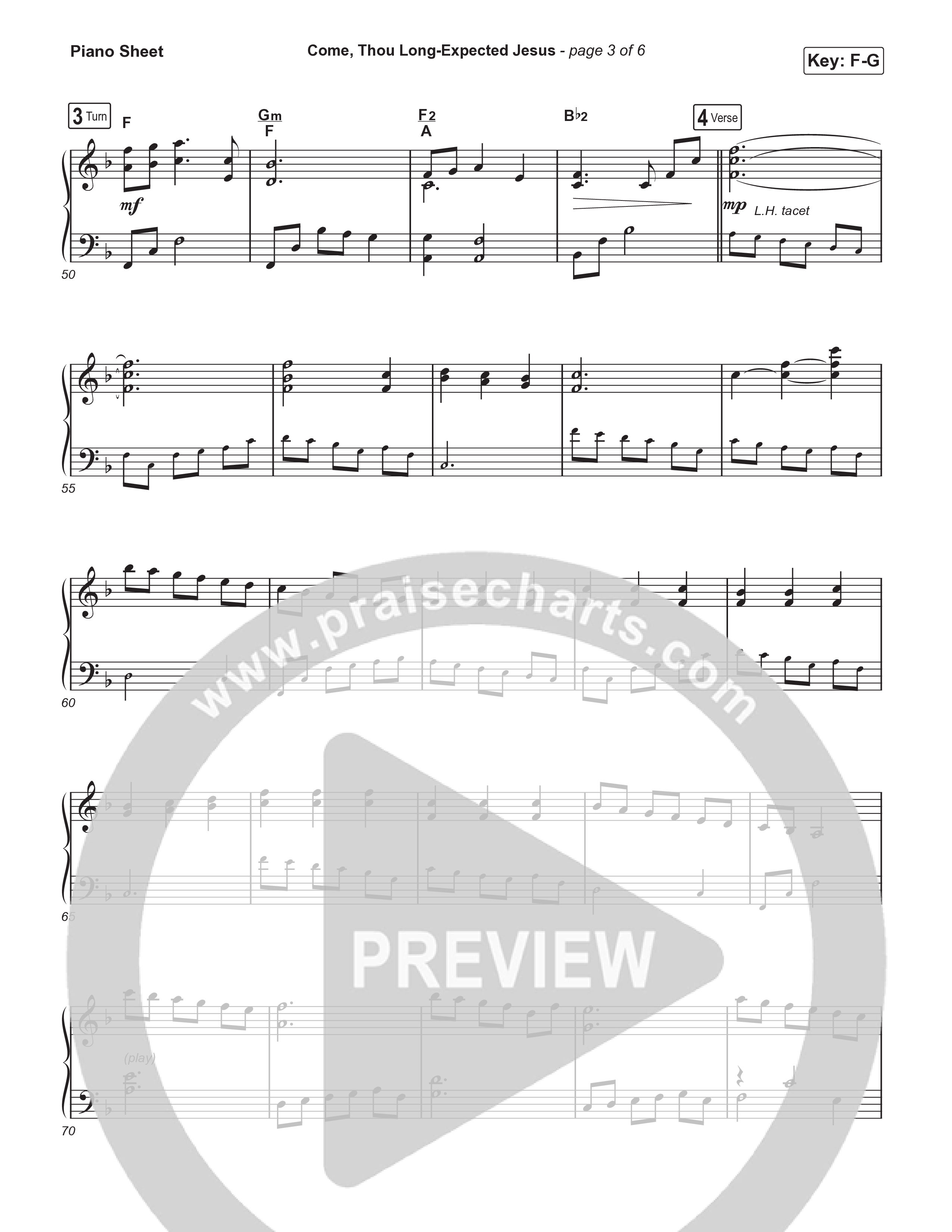 Come Thou Long Expected Jesus (Live) Piano Sheet (Museum Of The Bible / Indiana Wesleyan University Choir / Arr. Philip Keveren)