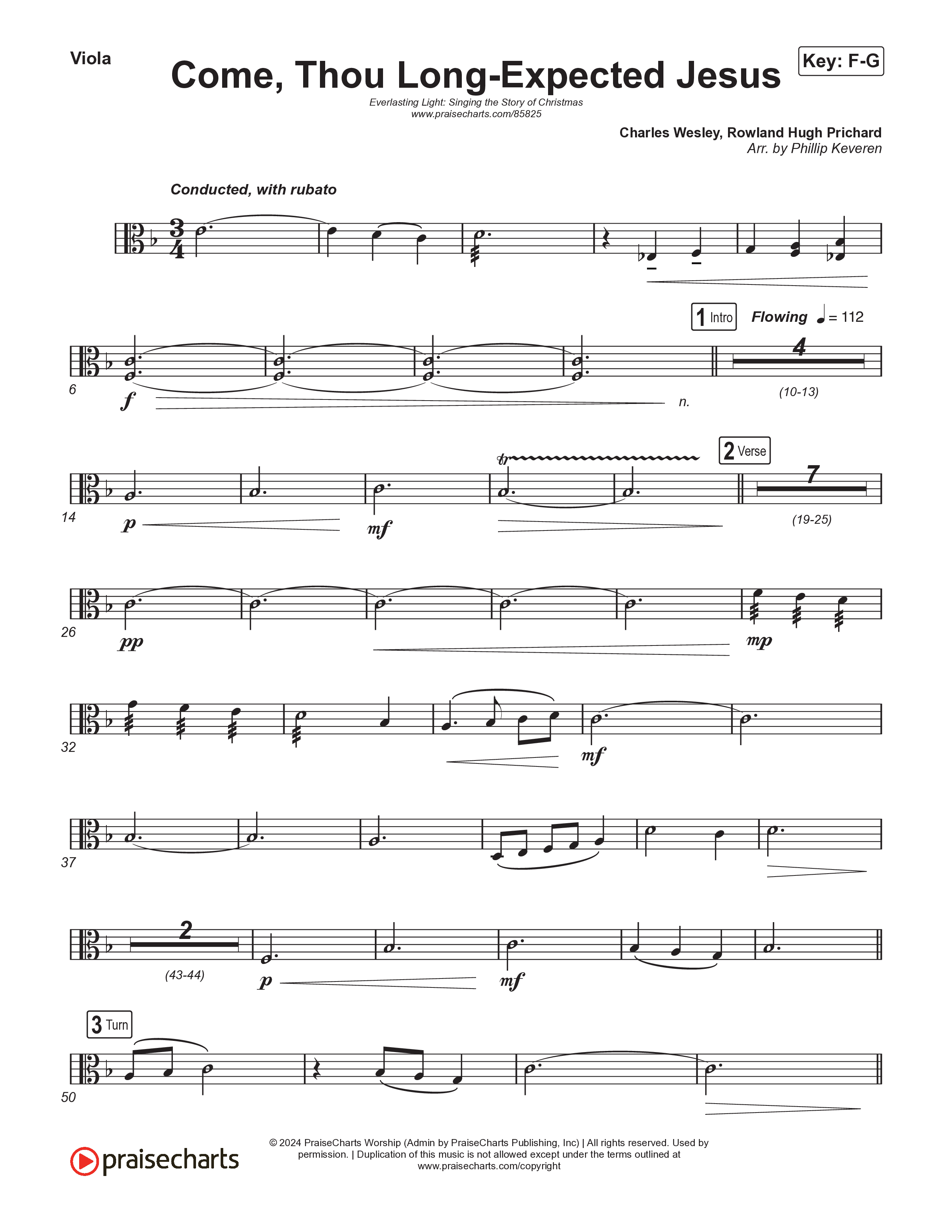 Come Thou Long Expected Jesus (Live) Viola (Museum Of The Bible / Indiana Wesleyan University Choir / Arr. Philip Keveren)