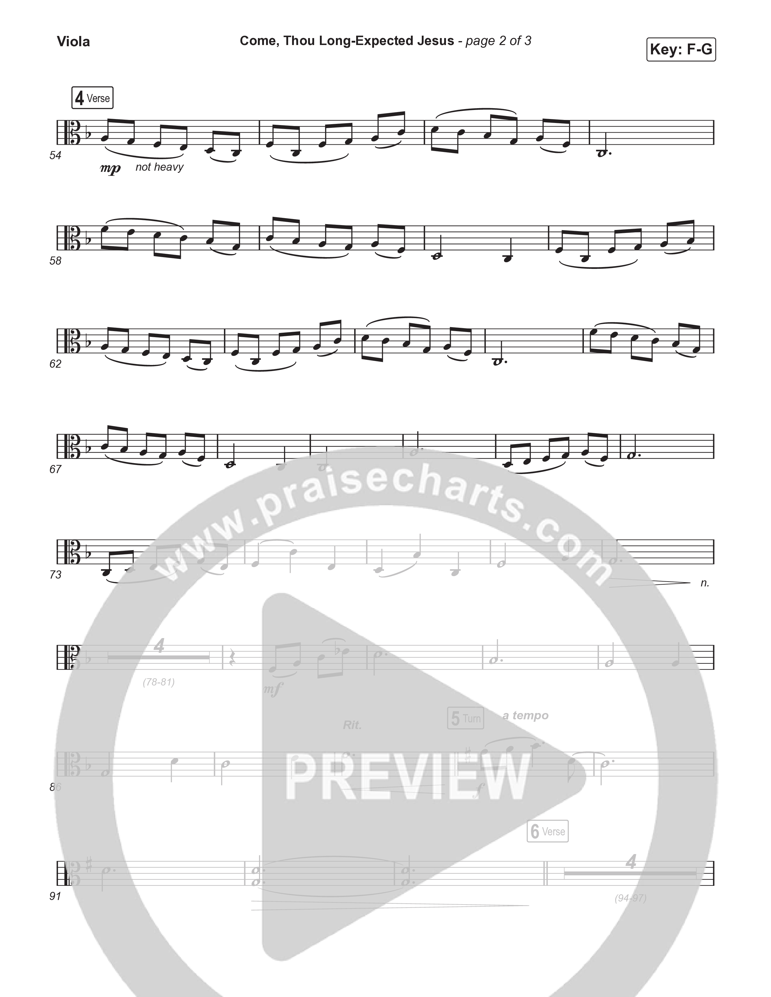 Come Thou Long Expected Jesus (Live) Viola (Museum Of The Bible / Indiana Wesleyan University Choir / Arr. Philip Keveren)