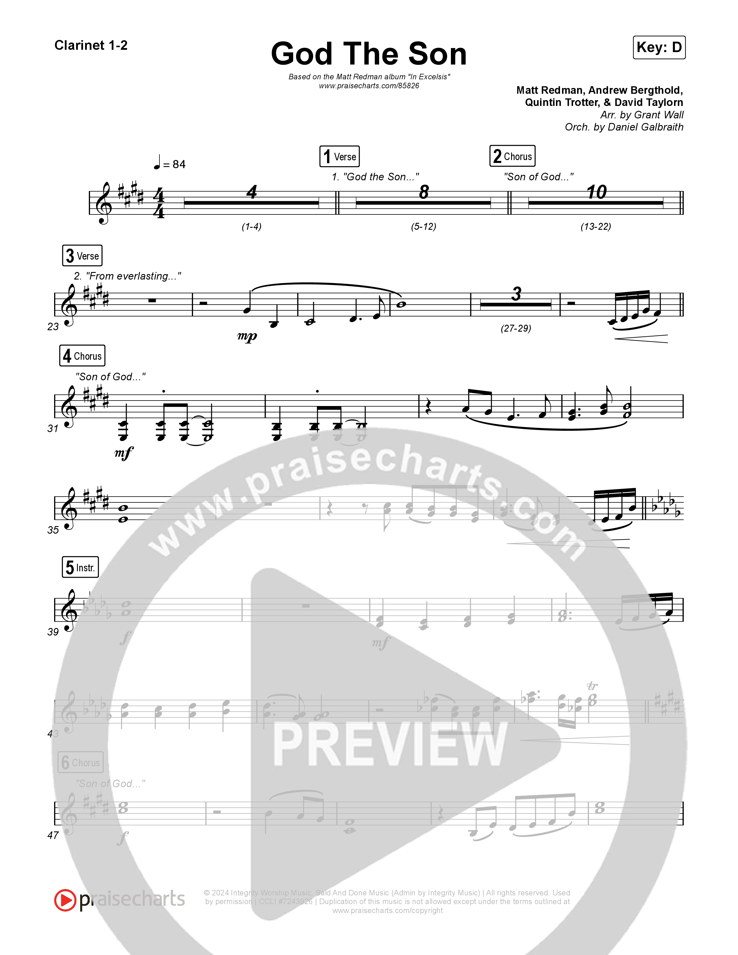 God The Son Clarinet 1,2 (Matt Redman)