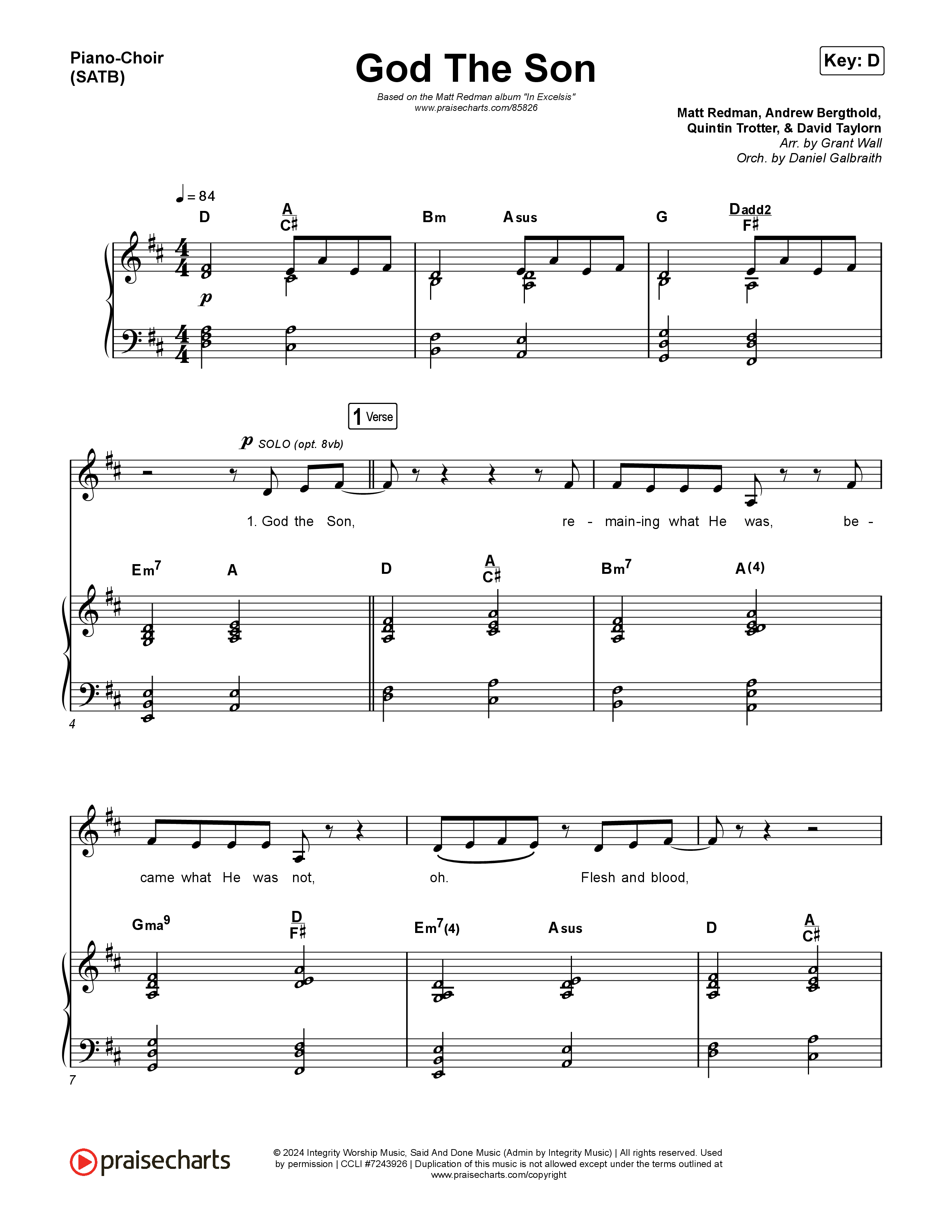 God The Son Piano/Vocal Pack (Matt Redman)