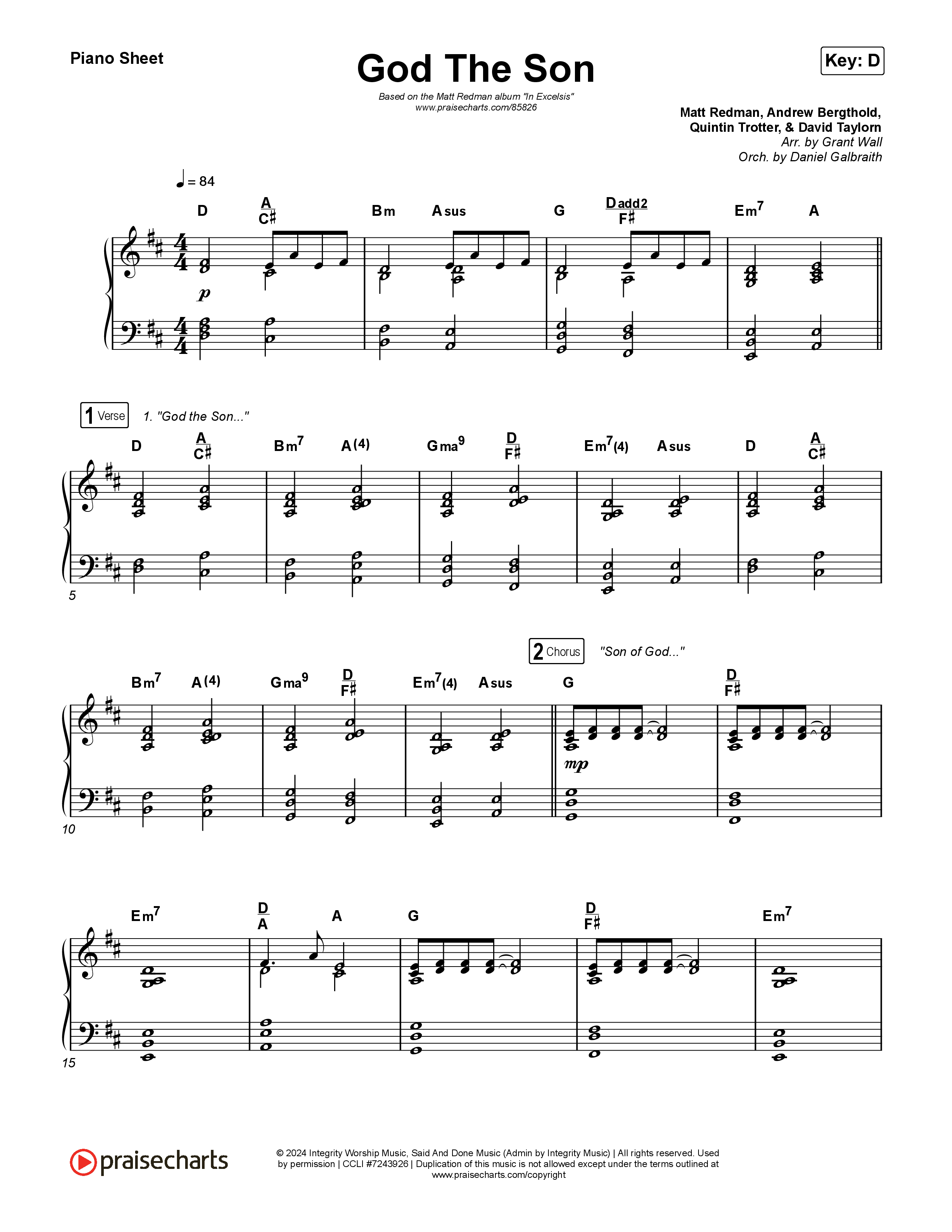 God The Son Piano Sheet (Matt Redman)