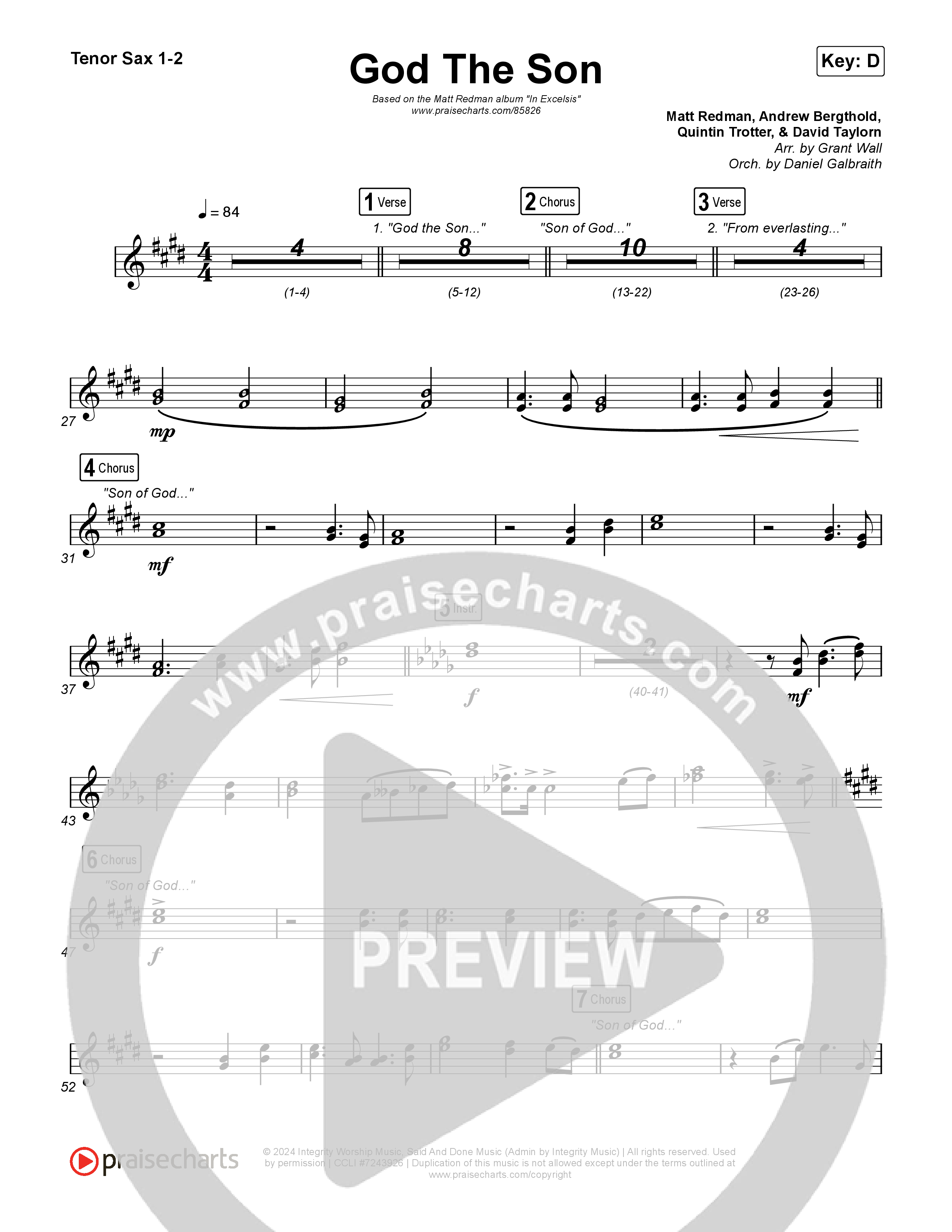 God The Son Sax Pack (Matt Redman)