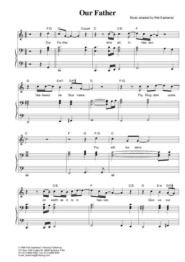 Our Father Lead & Piano (Hillsong Worship)