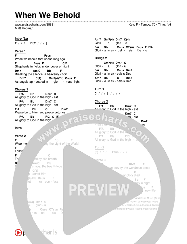 When We Behold Chords & Lyrics (Matt Redman)