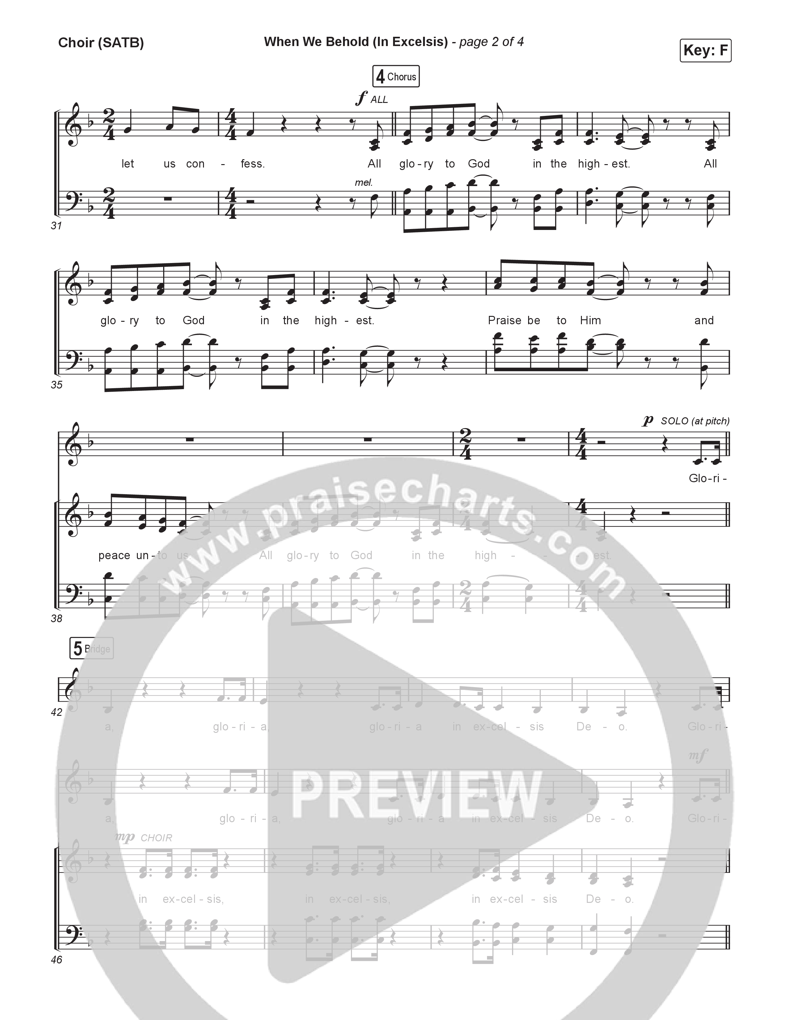 When We Behold Choir Sheet (SATB) (Matt Redman)